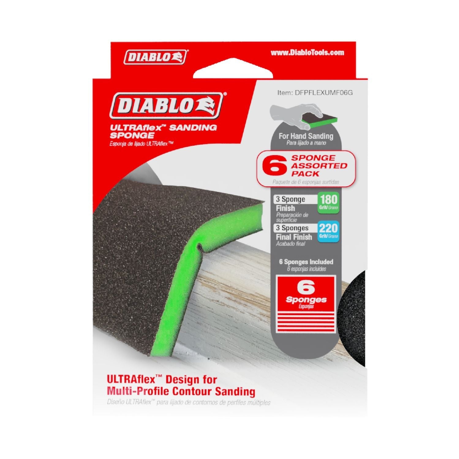 Diablo DFPFLEXUMF06G ULTRAflex Ultra Fine & Micro Fine Assorted Pack Sanding Sponge (6-Piece)