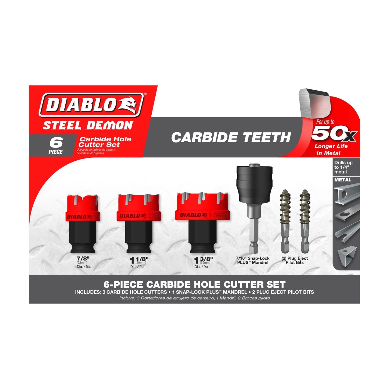 Diablo DHS06CFS 6 pc Steel Demon Carbide Tooth Hole Cutter Set (6-Pack)