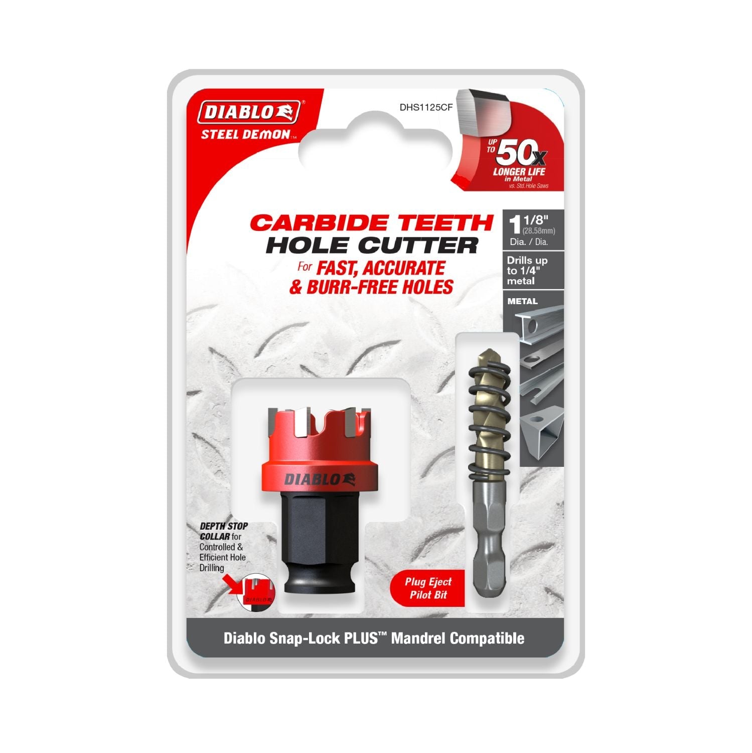 Diablo DHS1125CF 1-1/8 in. Steel Demon Carbide Tooth Hole Cutter