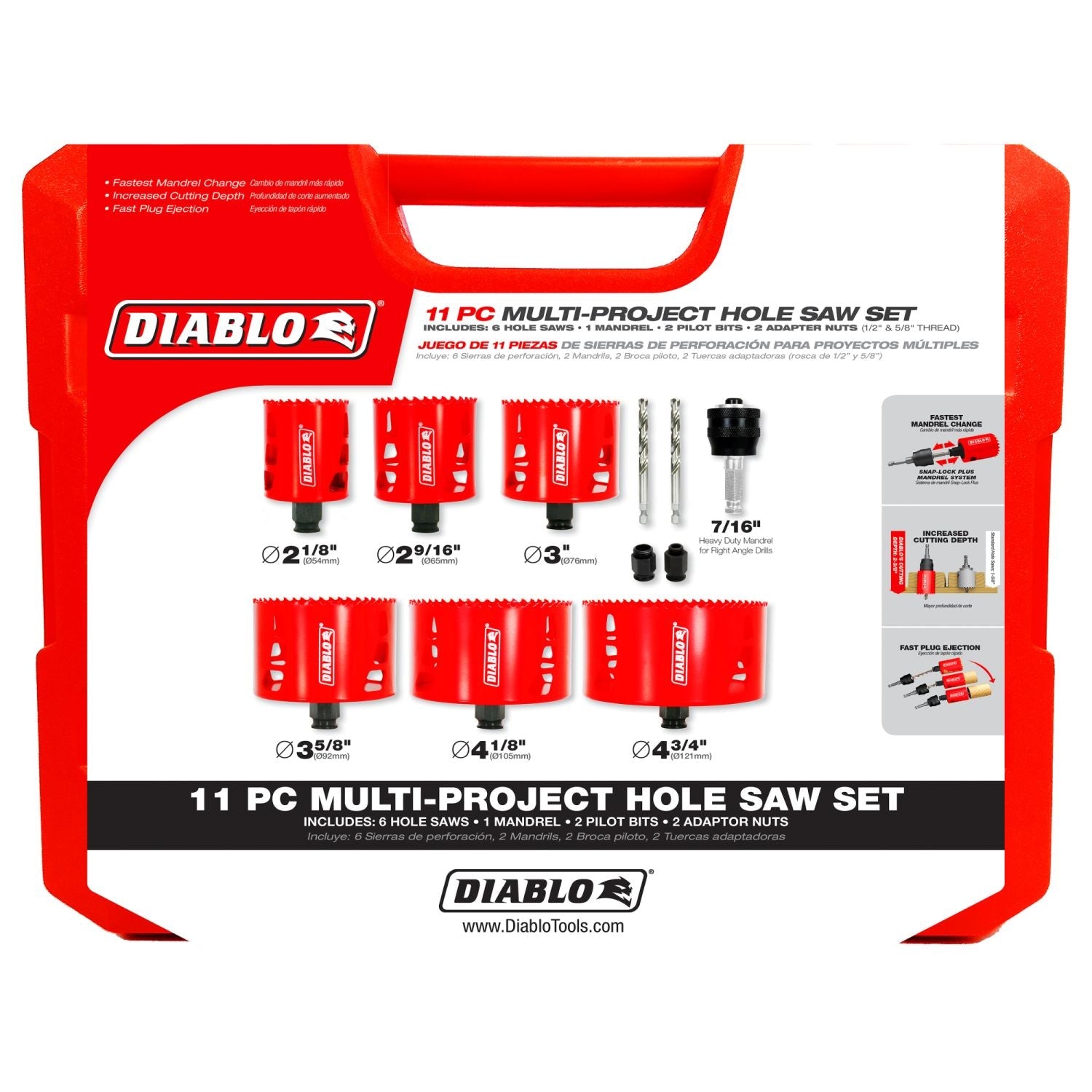 Diablo DHS11SLD Multi-Project Bi-Metal Hole Saw 11-Piece Set