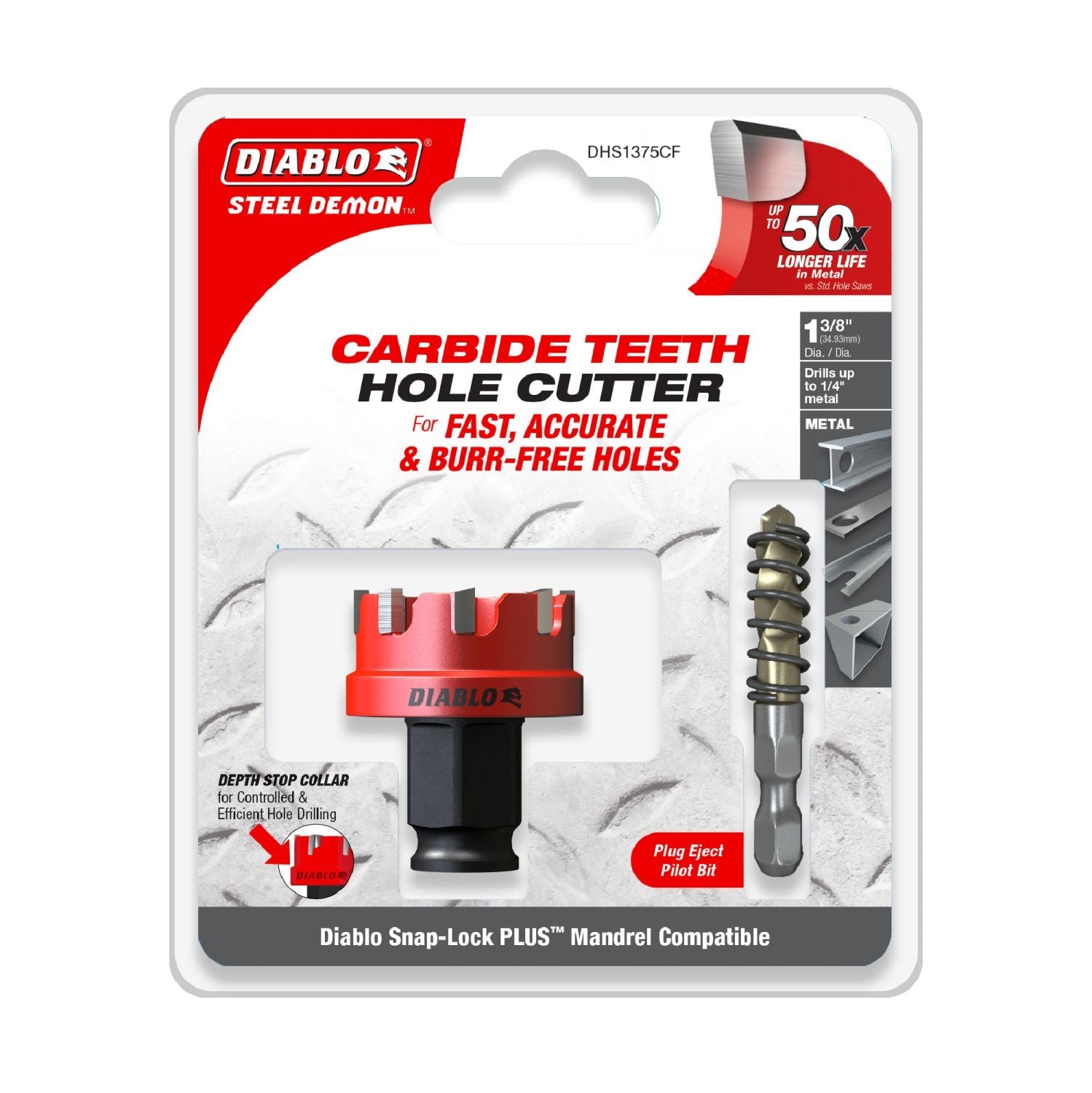 Diablo DHS1375CF 1-3/8 in. Steel Demon Carbide Tooth Hole Cutter
