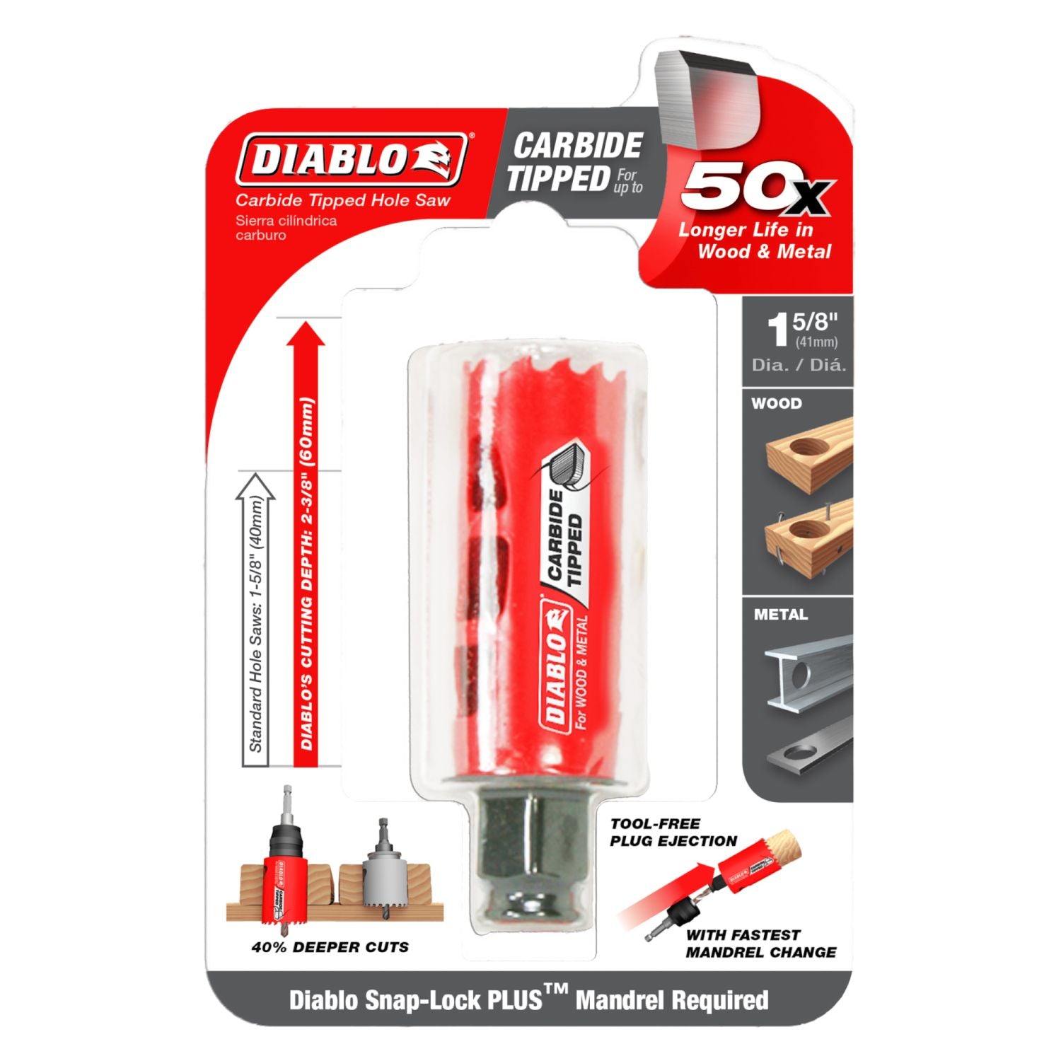 Diablo DHS1625CT 1-5/8 Inch Carbide-Tipped Wood & Metal Holesaw – Tool Nut