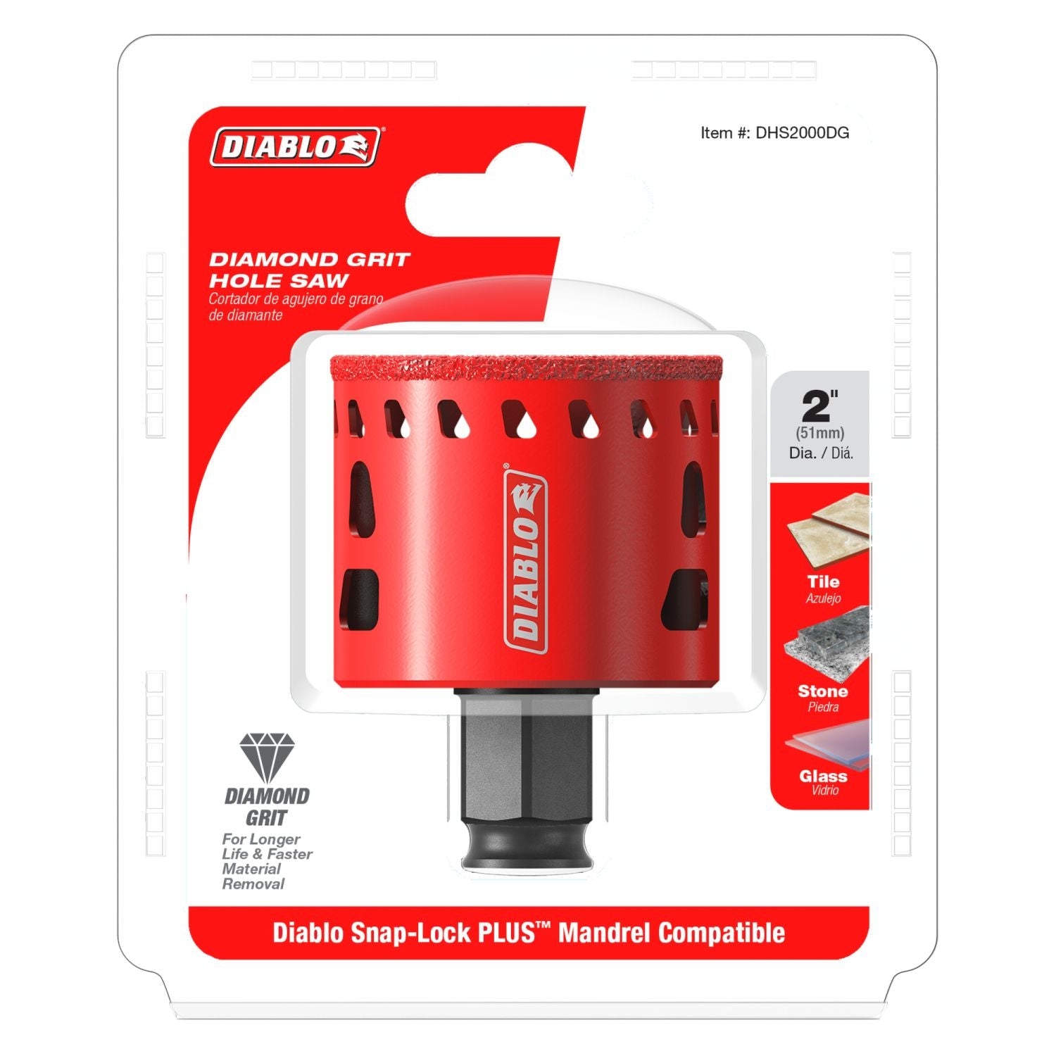 Diablo DHS2000DG 2 in. Diamond Grit Hole Saw for Tile, Stone and Glass