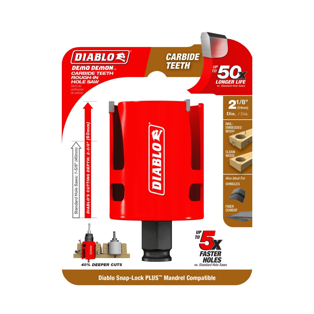Diablo DHS2125CTR 2-1/8 in. Demo Demon Carbide Teeth Rough-In Hole Saw