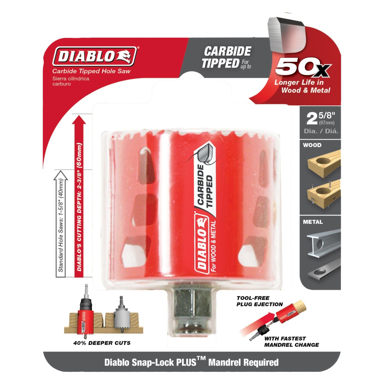 Diablo DHS2625CT 2-5/8 Inch Carbide-Tipped Wood & Metal Holesaw