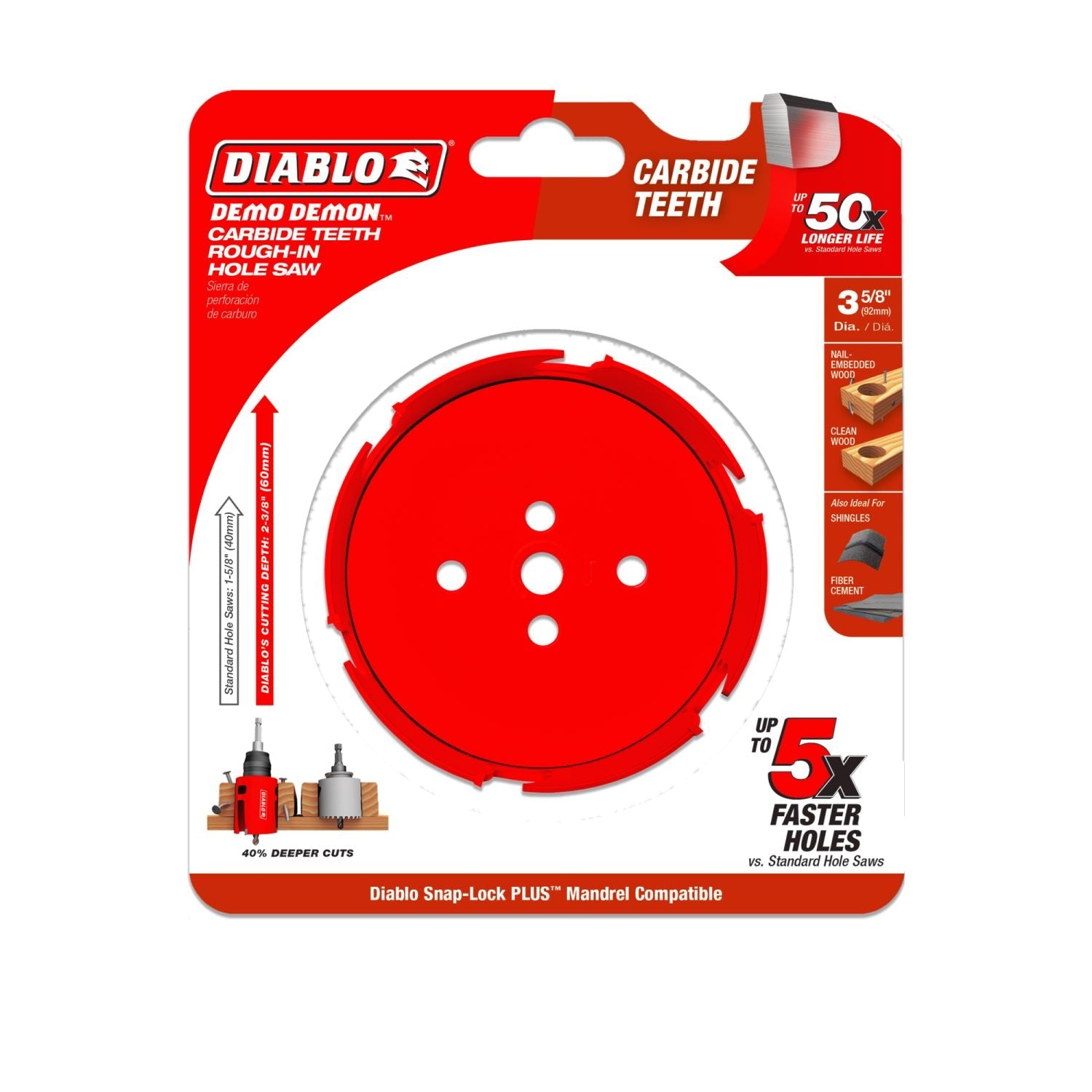 Diablo DHS3625CTR 3-5/8 in. Demo Demon Carbide Teeth Rough-In Hole Saw