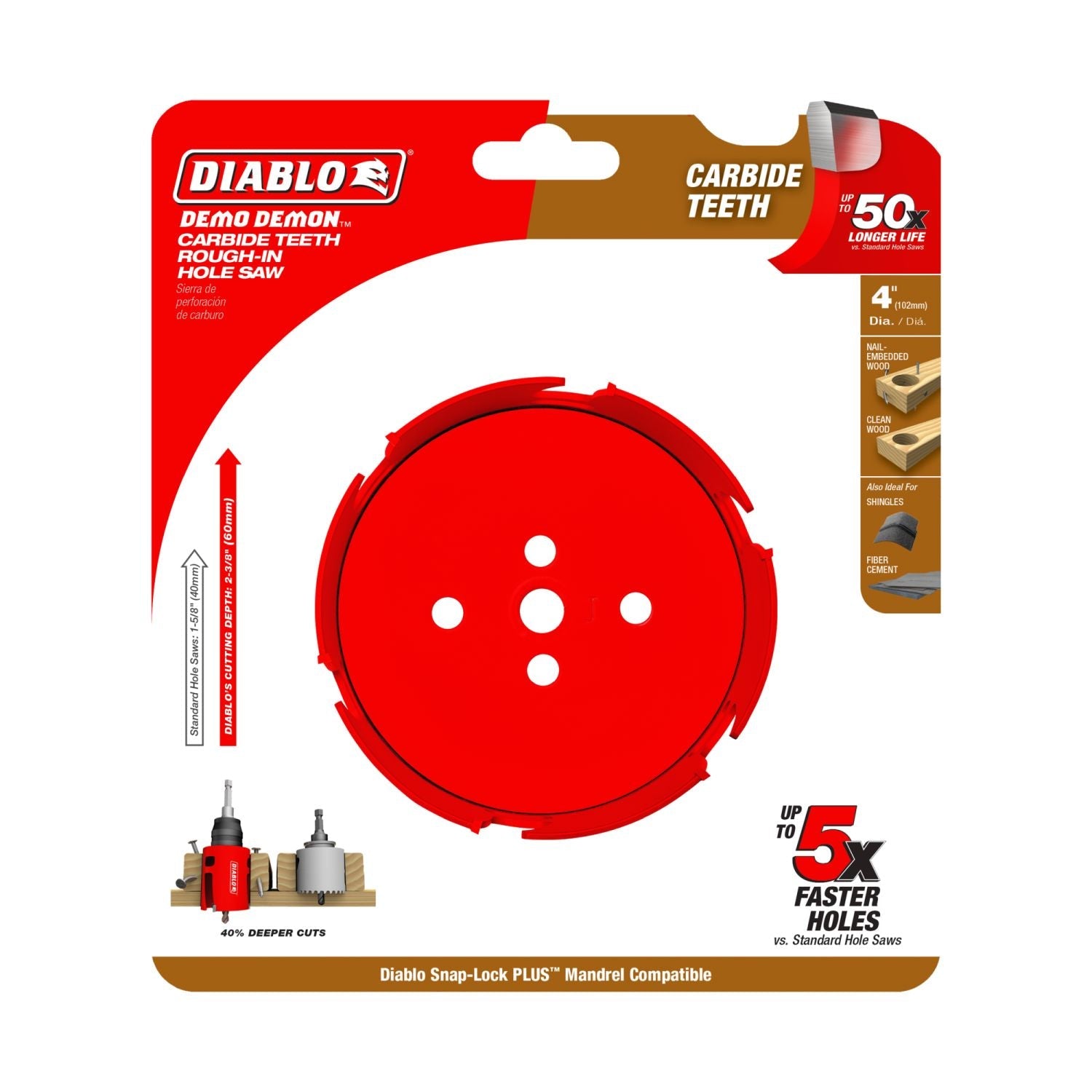 Diablo DHS4000CTR 4 in. Demo Demon Carbide Teeth Rough-In Hole Saw