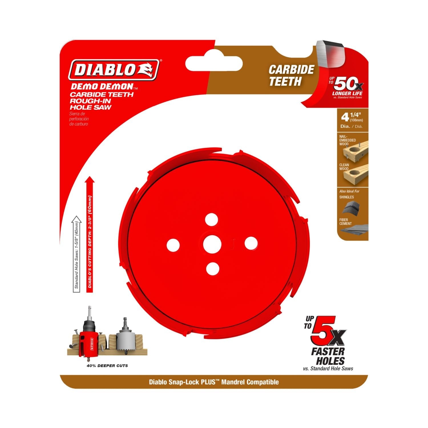 Diablo DHS4250CTR 4-1/4 in. Demo Demon Carbide Teeth Rough-In Hole Saw