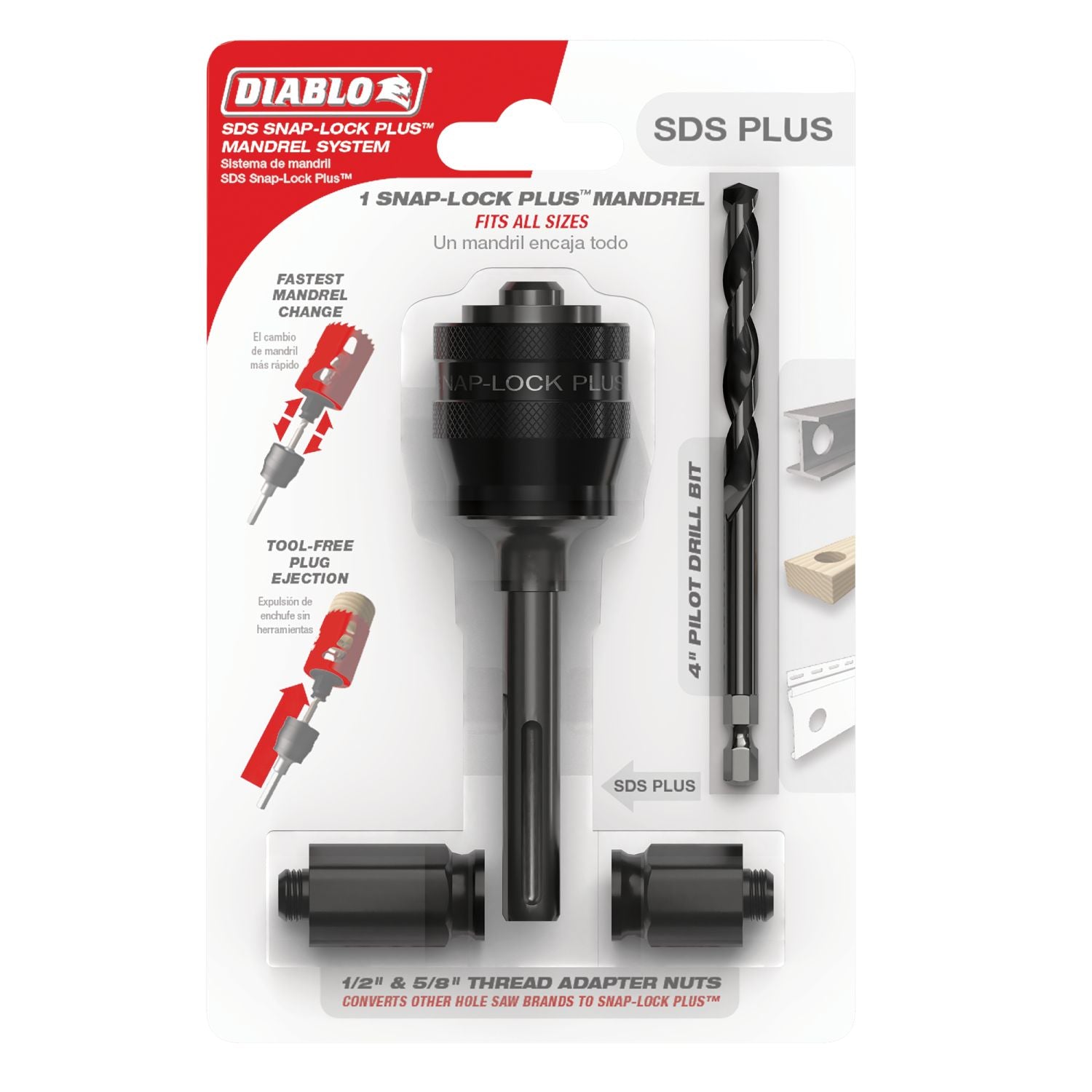 Diablo DHSARSDS SDS Snap-Lock Plus Mandrel System – Tool Nut