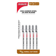 Diablo DJT101AO5 3-1/4 Inch 20 TPI High Carbon Steel T-Shank Jig Saw Blades for Scroll Cuts, 5-Pack