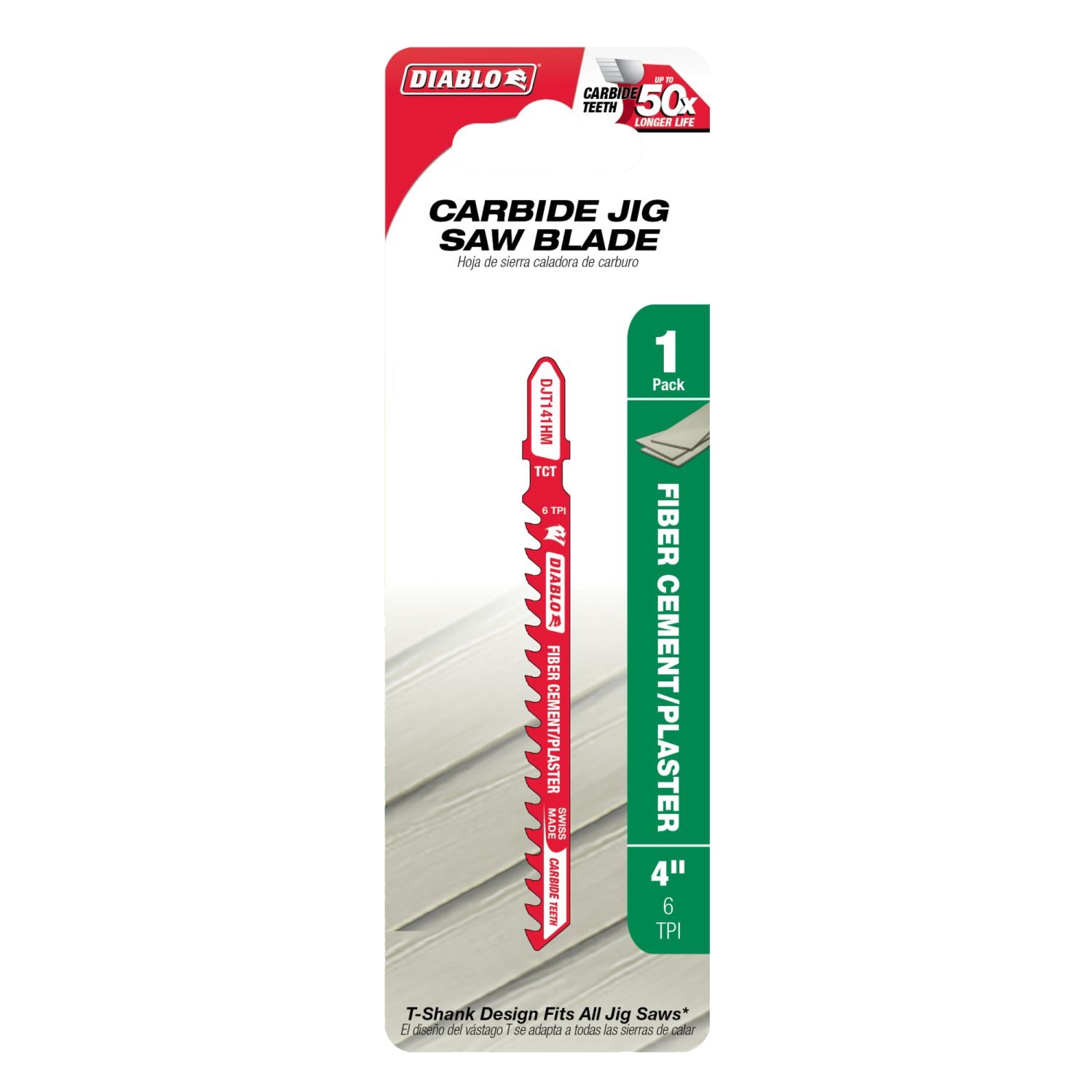 Diablo DJT141HM 4-Inch 6 TPI Carbide T-Shank Jig Saw Blade for
