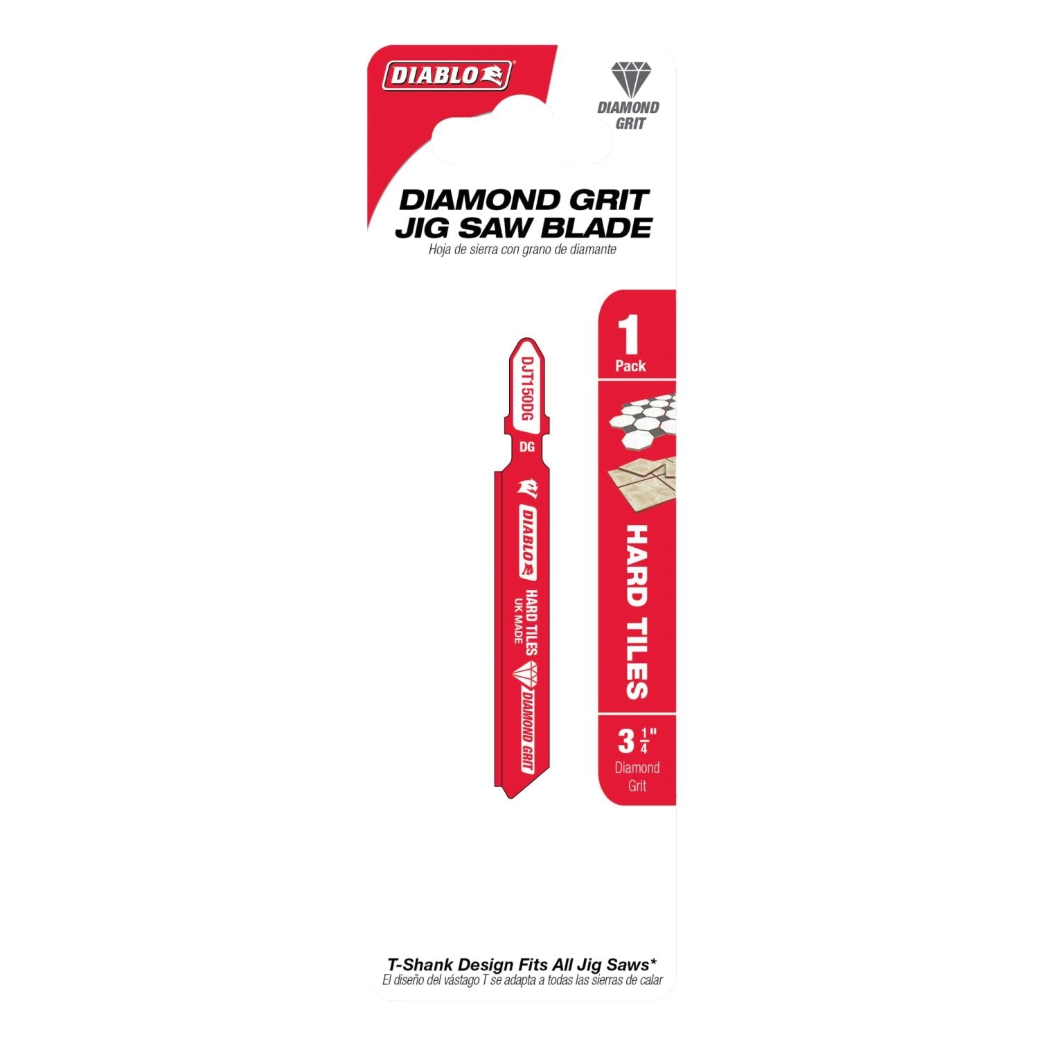 Diablo DJT150DG 3-1/4-Inch Diamond Grit T-Shank Jig Saw Blade for Hard Tiles