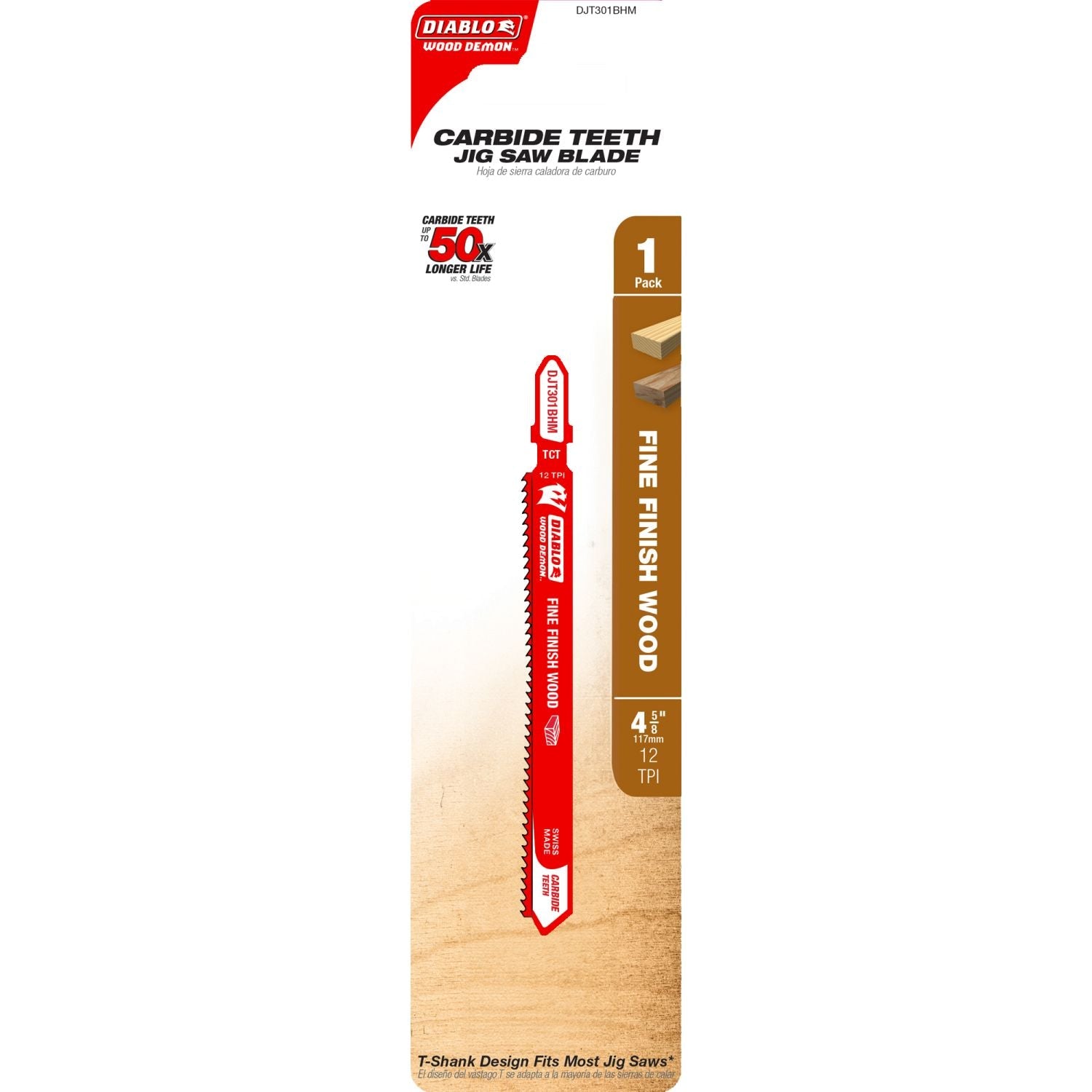 Diablo DJT301BHM 4-5/8 in. 12TPI Wood Demon Carbide Teeth Jig Saw Blade for Fine Finish Wood