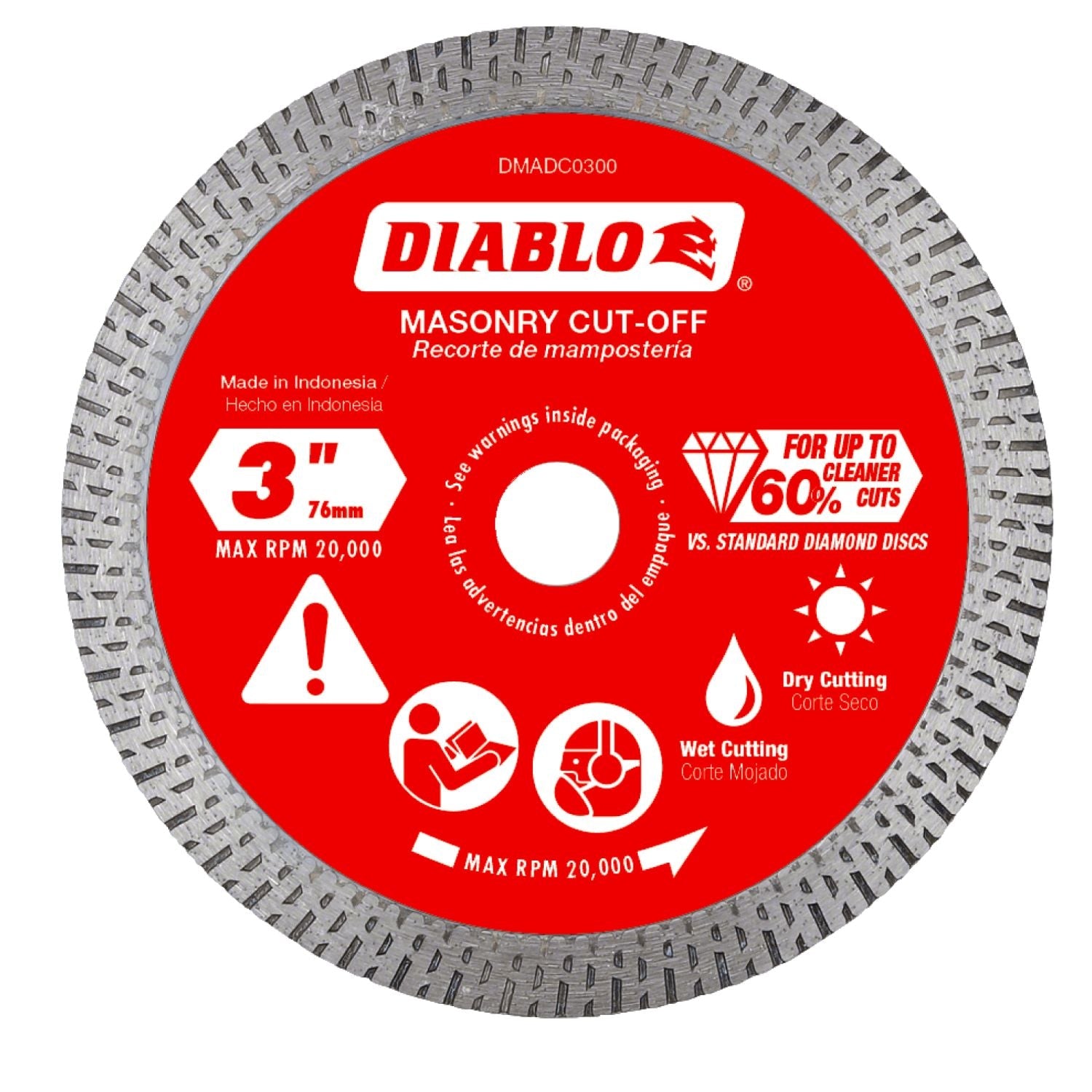 Diablo DMADC0300 3 in. Diamond Continuous Rim Masonry Cut-Off Disc