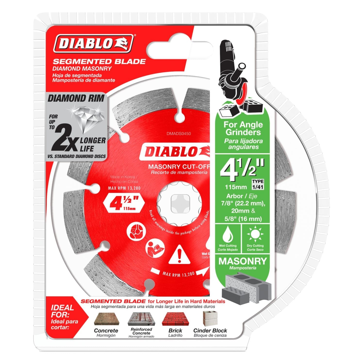 Diablo DMADS0450 4-1/2 Inch Diamond Segmented Cut-Off Discs for Masonr ...