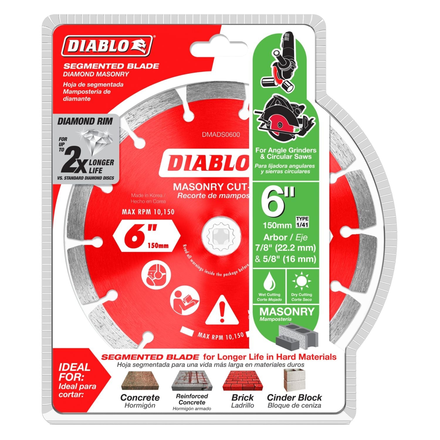 Diablo DMADS0600 6 Inch Diamond Segmented Cut-Off Discs for Masonry
