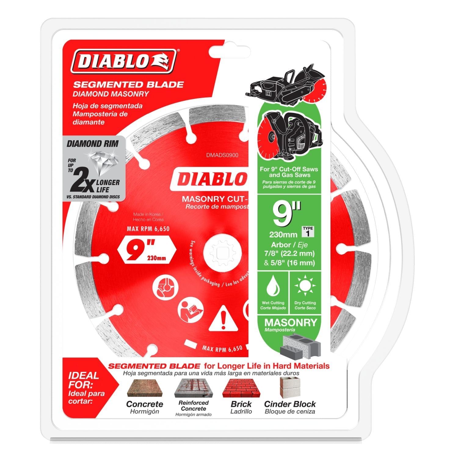 Diablo DMADS0900 9 in. Diamond Segmented Cut-Off Discs for Masonry