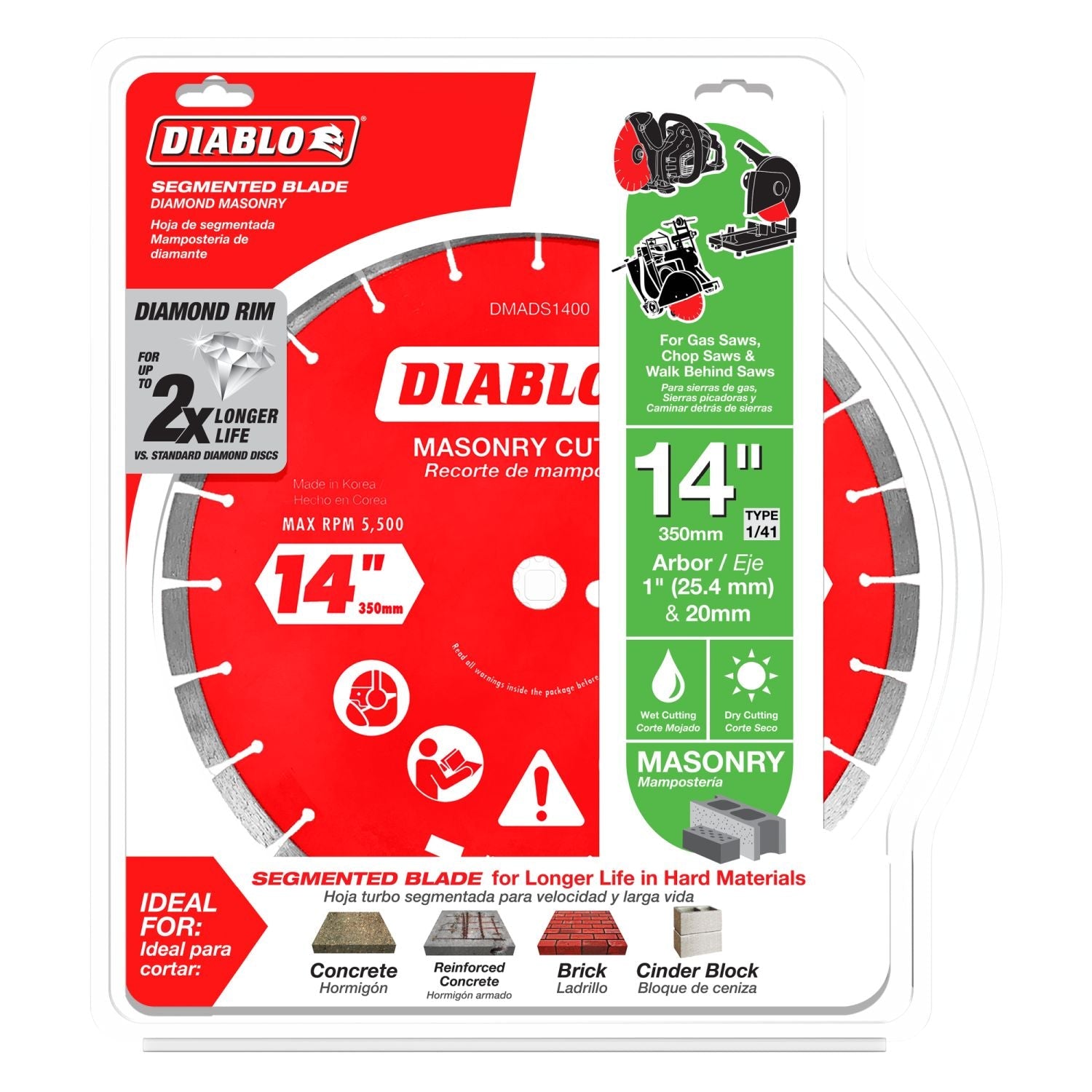 Diablo DMADS1400 14-in. Diamond Segmented Masonry Cut-Off Blade – Tool Nut