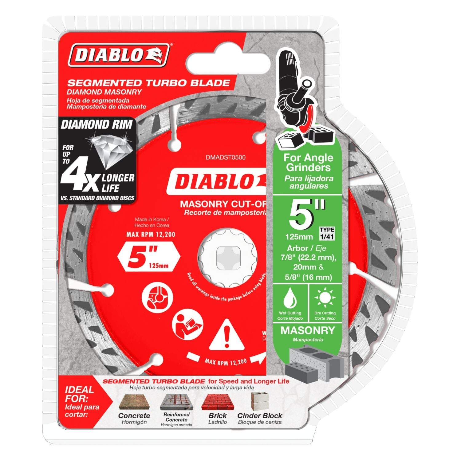 Diablo DMADST0500 5 Inch Diamond Segmented Turbo Cut-Off Discs for