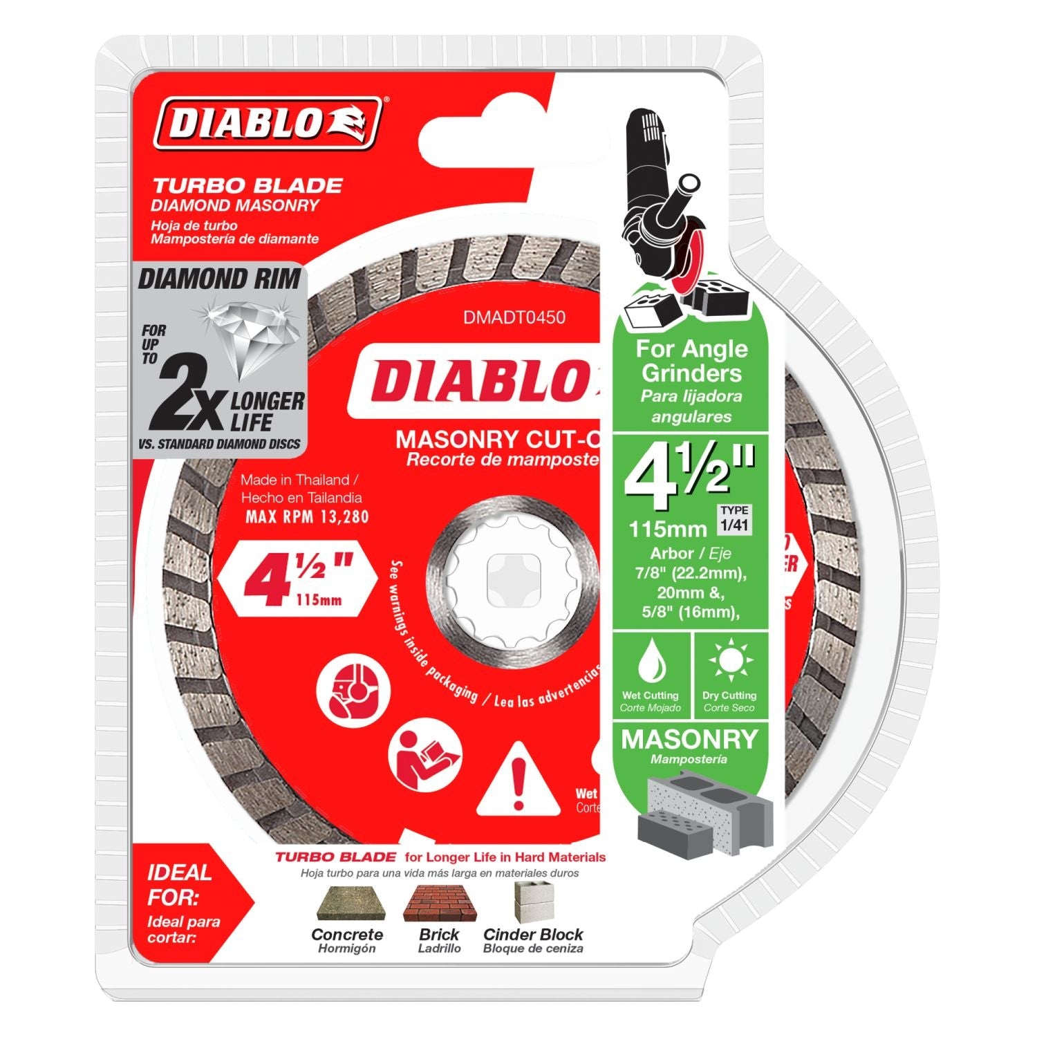 Diablo DMADT0450 4-1/2 in. Diamond Turbo Masonry Cut-Off Disc