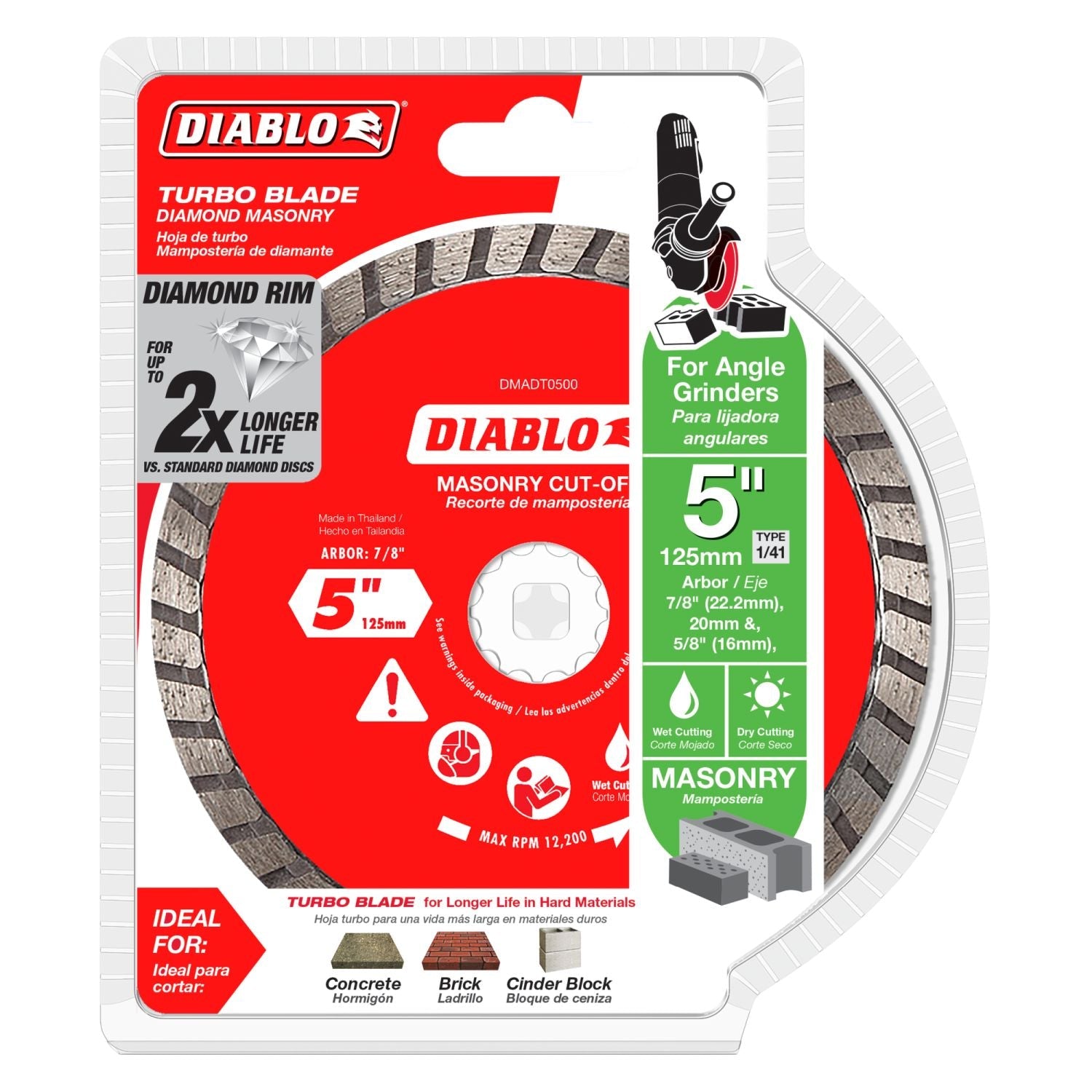 Diablo DMADT0500 5 in. Diamond Turbo Masonry Cut-Off Disc