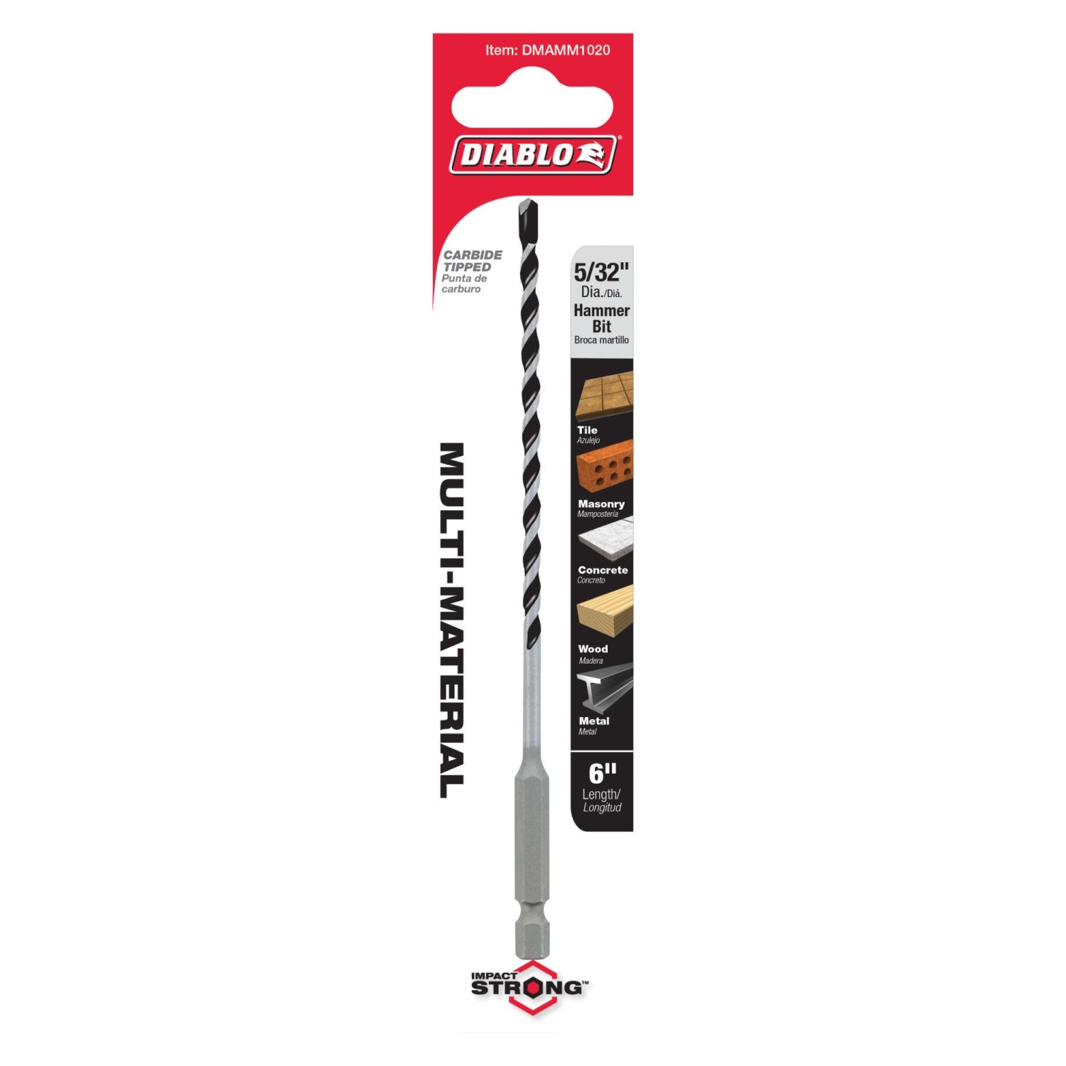 Diablo DMAMM1020 5/32 Inch x 4 Inch x 6 Inch Multi-Material Carbide Tipped Hammer Drill Bit