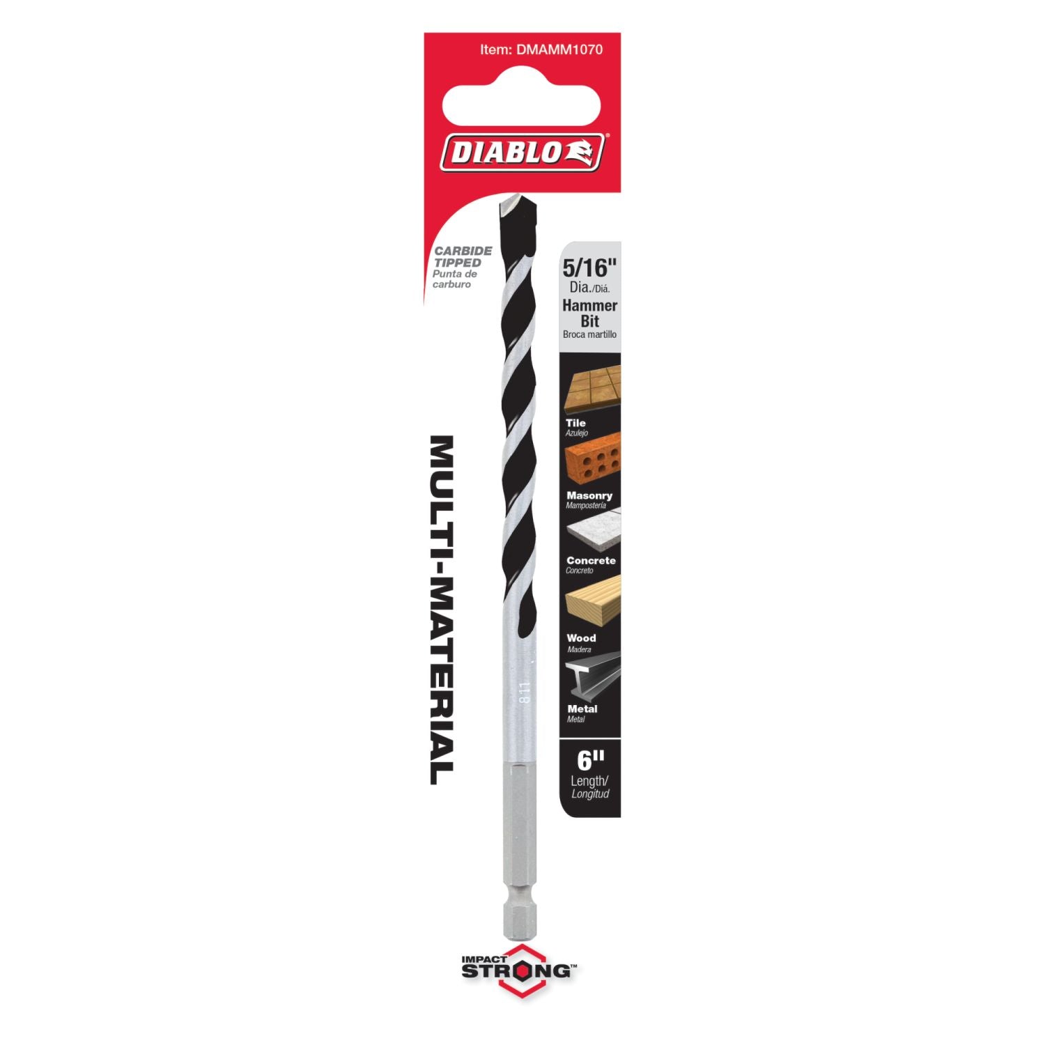 Diablo DMAMM1070 5/16 Inch x 4 Inch x 6 Inch Multi-Material Carbide Tipped Hammer Drill Bit