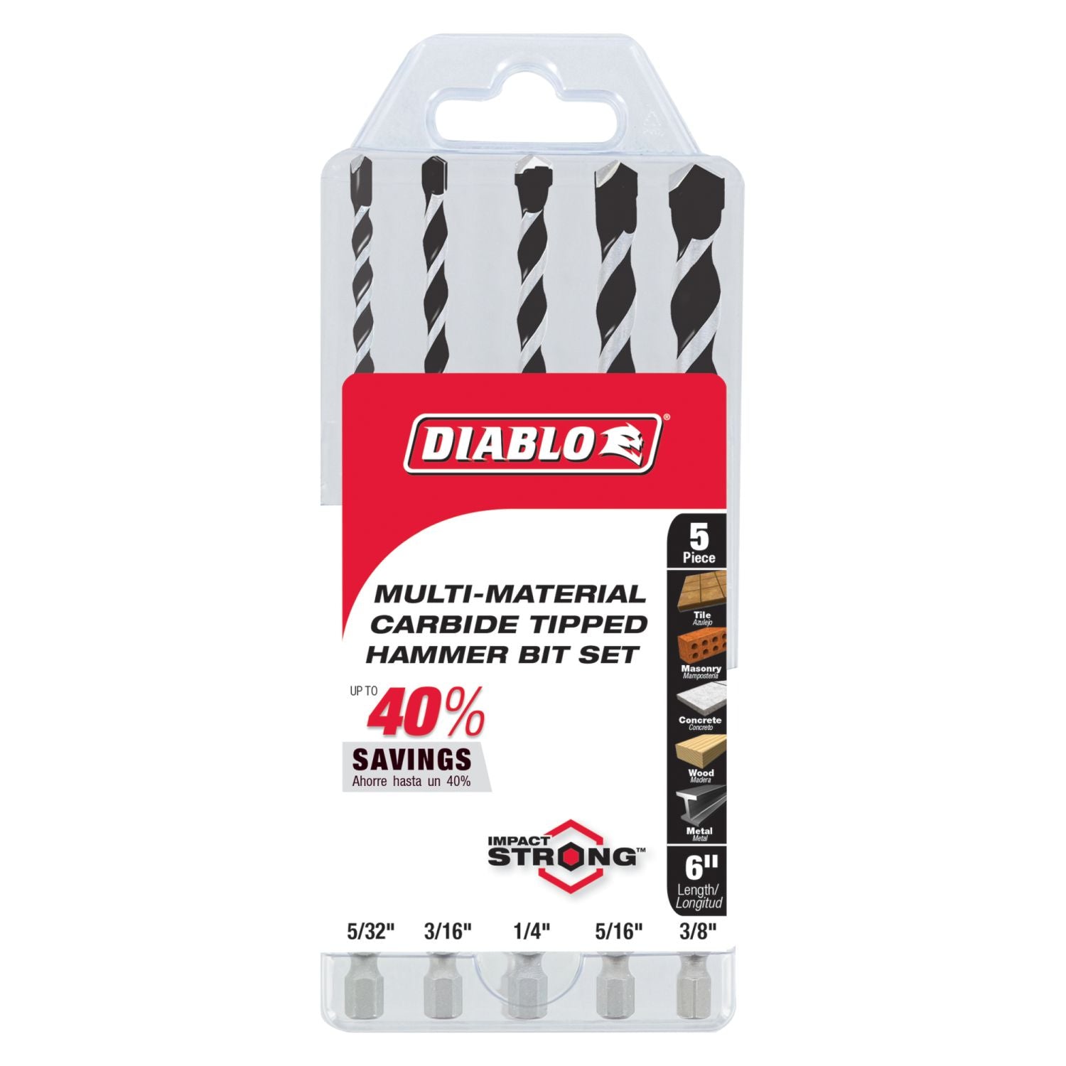 Diablo DMAMM1190-S5 5-Piece Multi-Material Carbide Tipped Hammer
