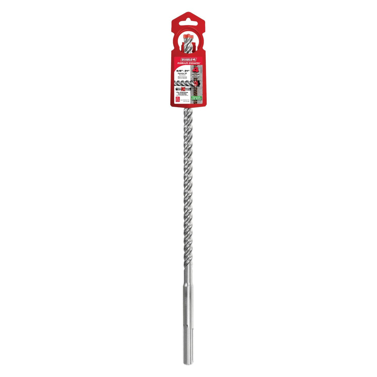 Diablo DMAMX1100 5/8 Inch x 16 Inch x 21 Inch Rebar Demon SDS-Max 4-Cutter Full Carbide Head Hammer Drill Bit