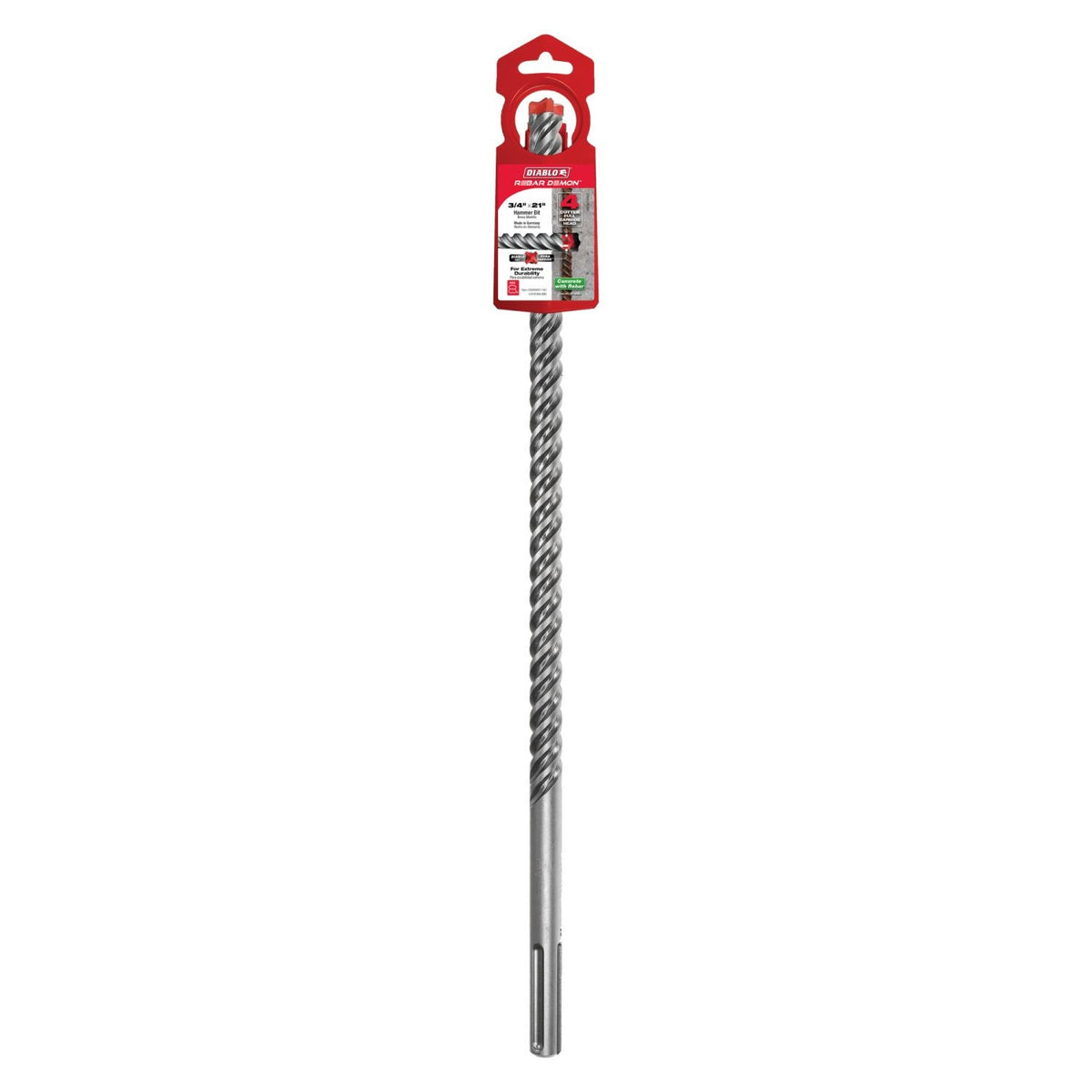 Diablo DMAMX1140 3/4 Inch x 16 Inch x 21 Inch Rebar Demon SDS-Max 4-Cutter Full Carbide Head Hammer Drill Bit