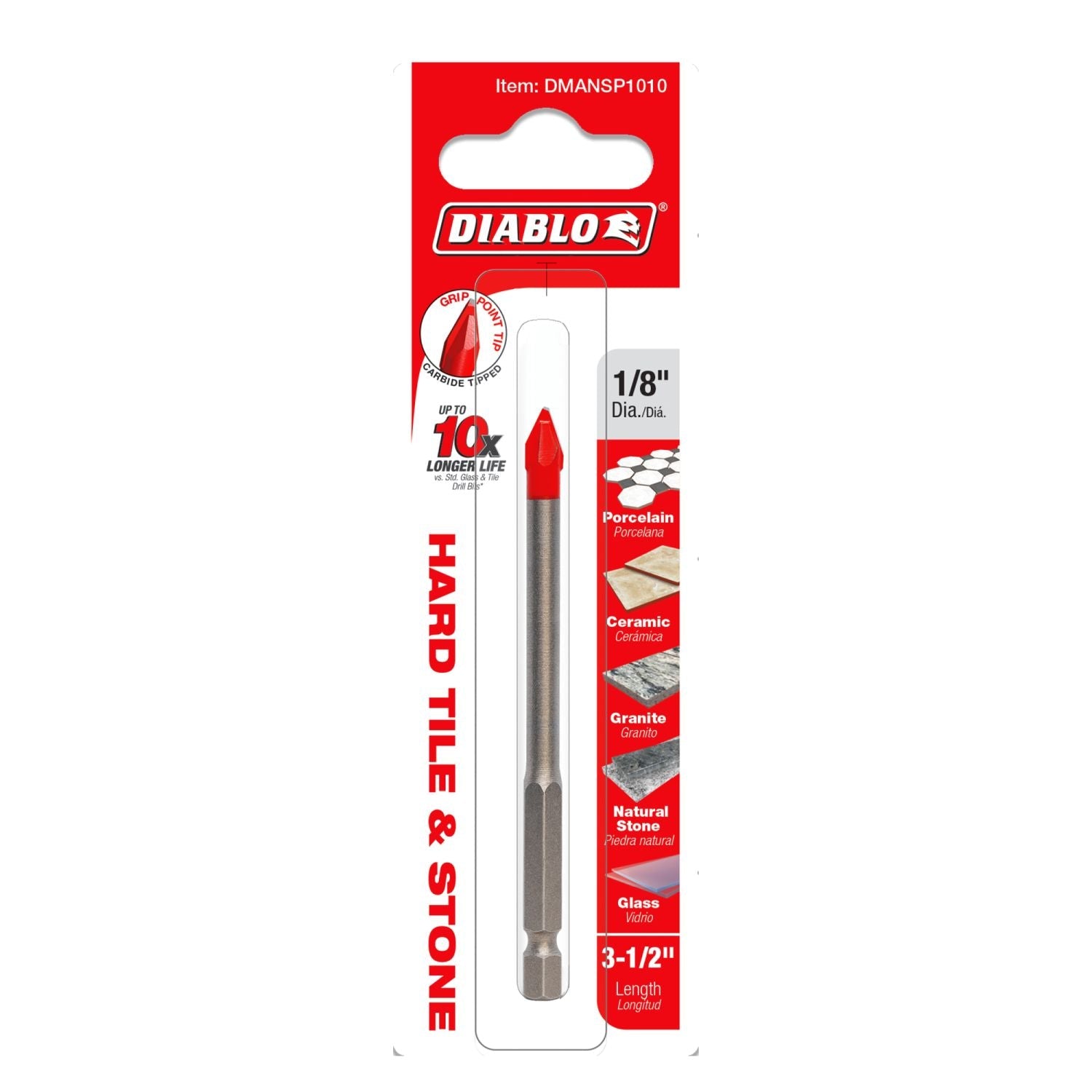 Diablo DMANSP1010 1/8 in. Hard Tile & Stone Carbide Tipped Drill Bit