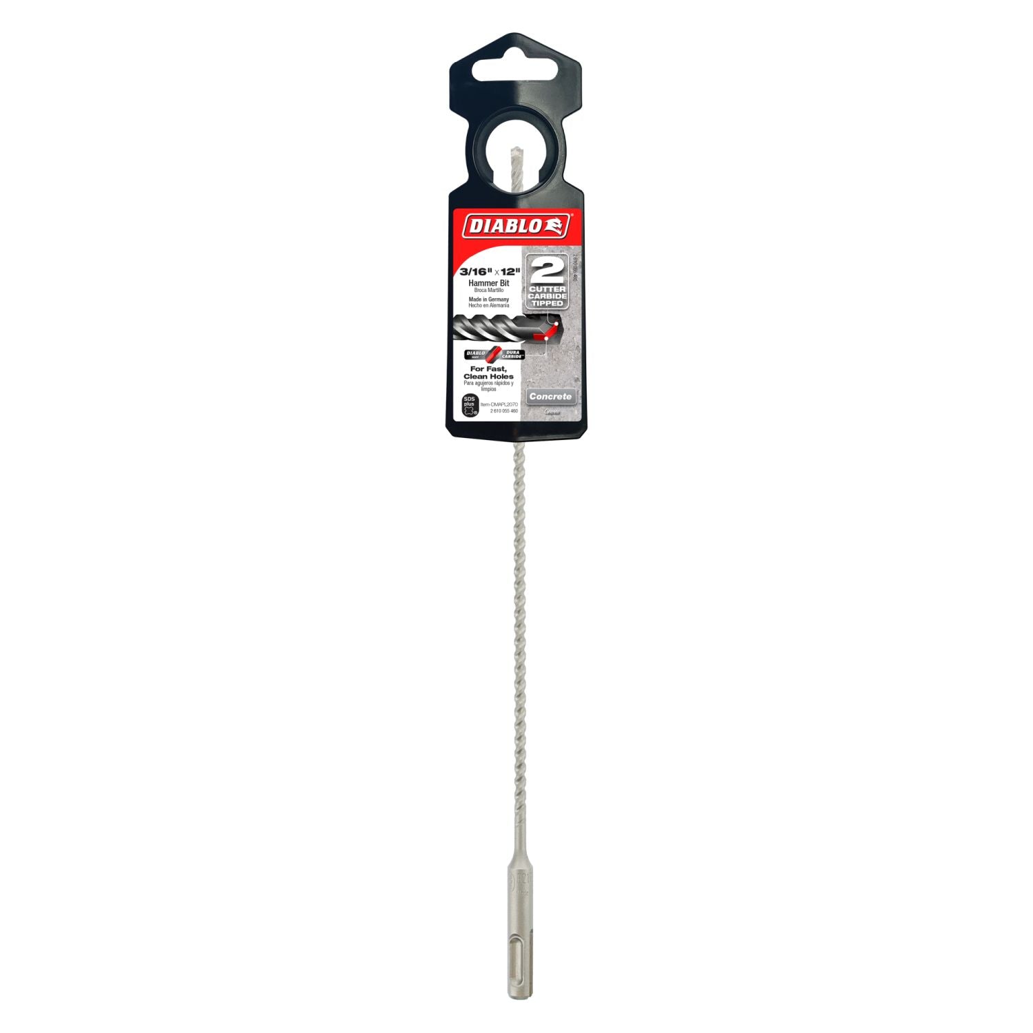 Diablo DMAPL2070 3/16 Inch x 10 Inch x 12 Inch SDS-Plus 2-Cutter