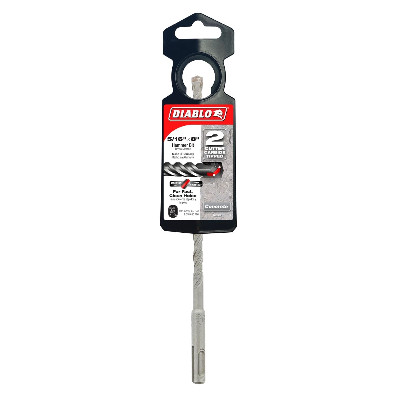 Diablo DMAPL2190 5/16 Inch x 6 Inch x 8 Inch SDS-Plus 2-Cutter