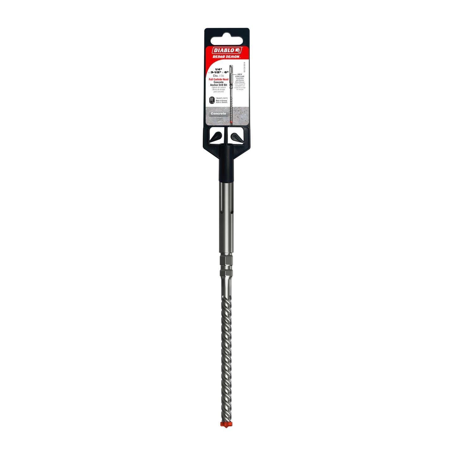 Diablo DMAPL2970 1/4 in. x 3-1/2 in. x 6 in. SDS-Plus Full Carbide Head Concrete Anchor Hammer Drill Bit