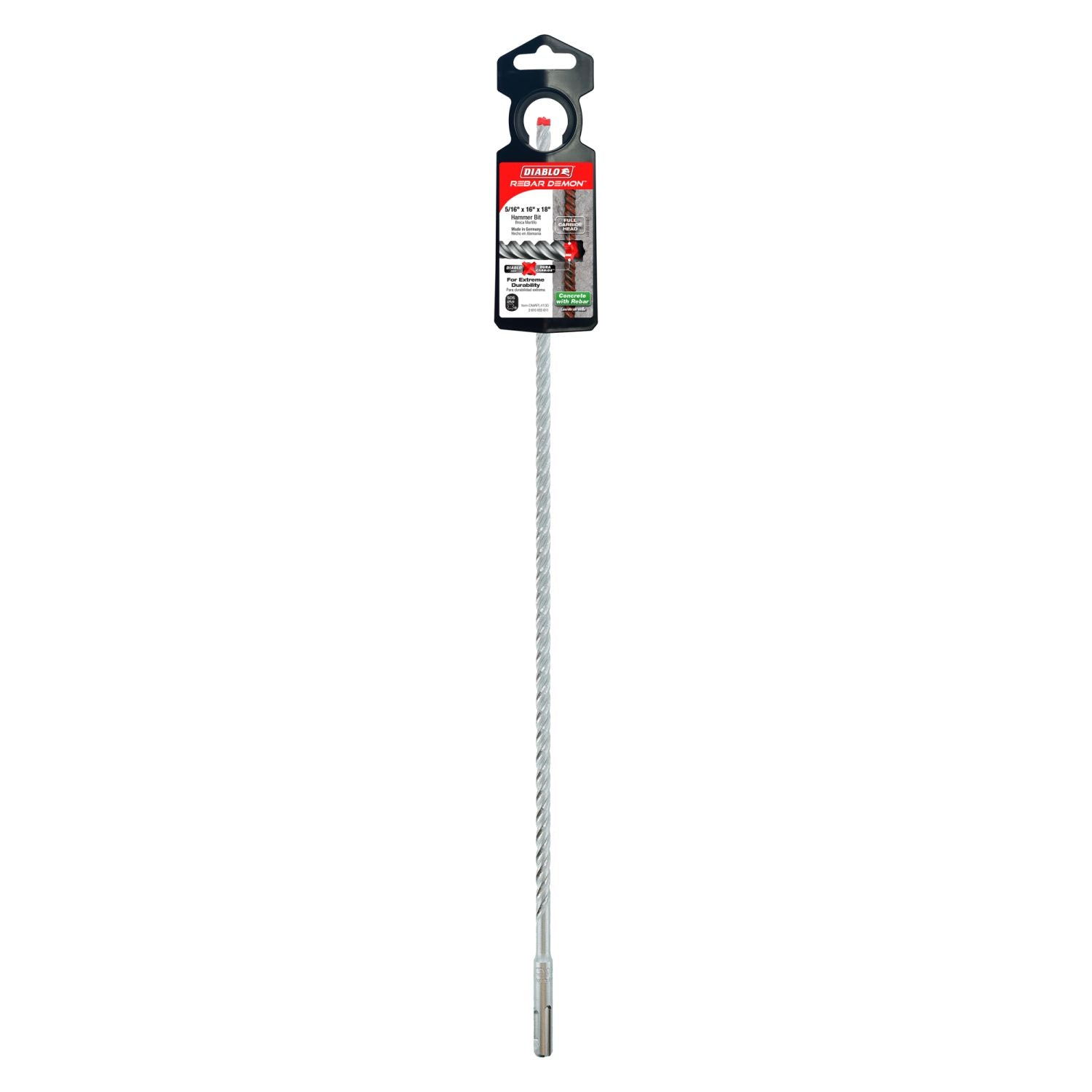 Diablo DMAPL4130 5/16 Inch x 16 Inch x 18 Inch Rebar Demon SDS-Plus 4-Cutter Full Carbide Head Hammer Drill Bit