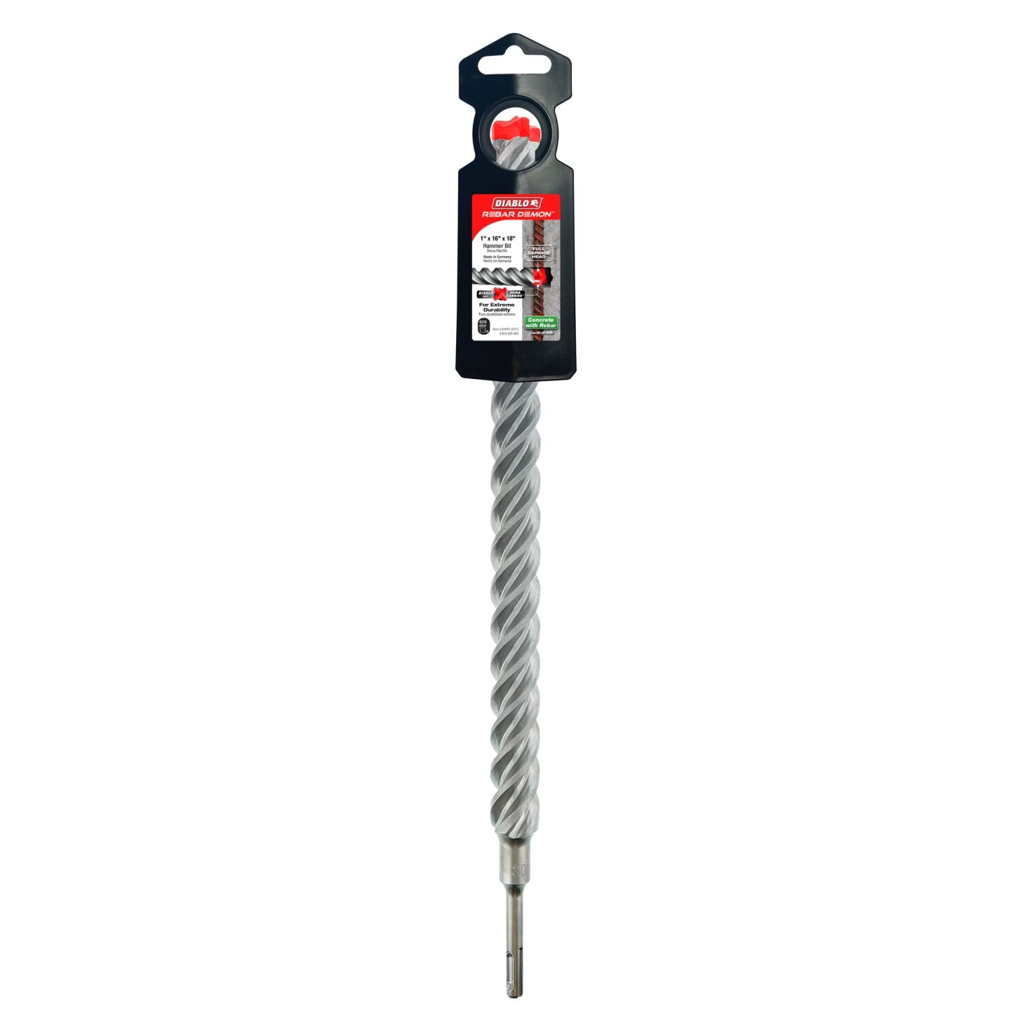 Diablo DMAPL4310 1 Inch x 16 Inch x 18 Inch Rebar Demon SDS-Plus 4-Cutter Full Carbide Head Hammer Drill Bit