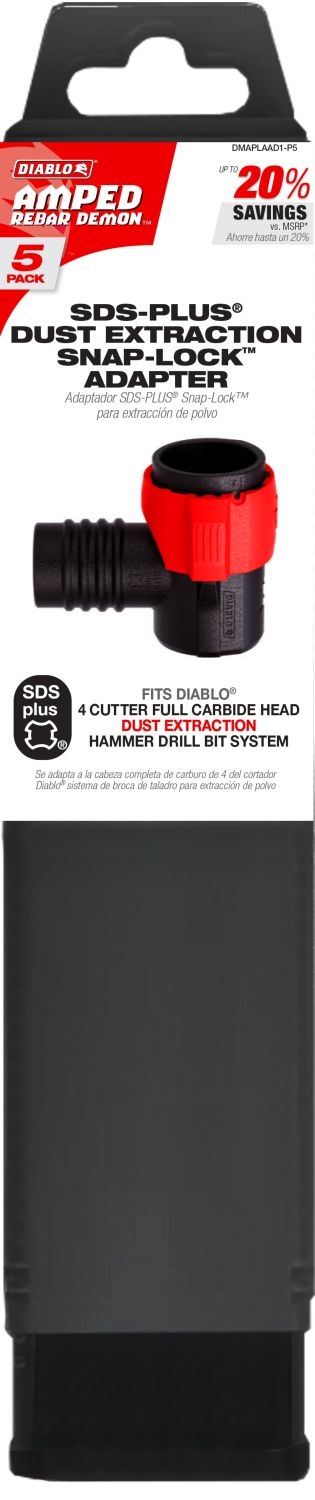 Diablo DMAPLAAD1-P5 AMPED Rebar Demon SDS-Plus Snap-Lock Adapter (5-Pack)