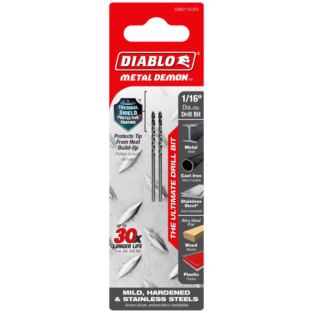 Diablo DMD116JP2 1/16-in. Metal Demon Drill Bits for Mild, Hardened and Stainless Steels, 2-Pack
