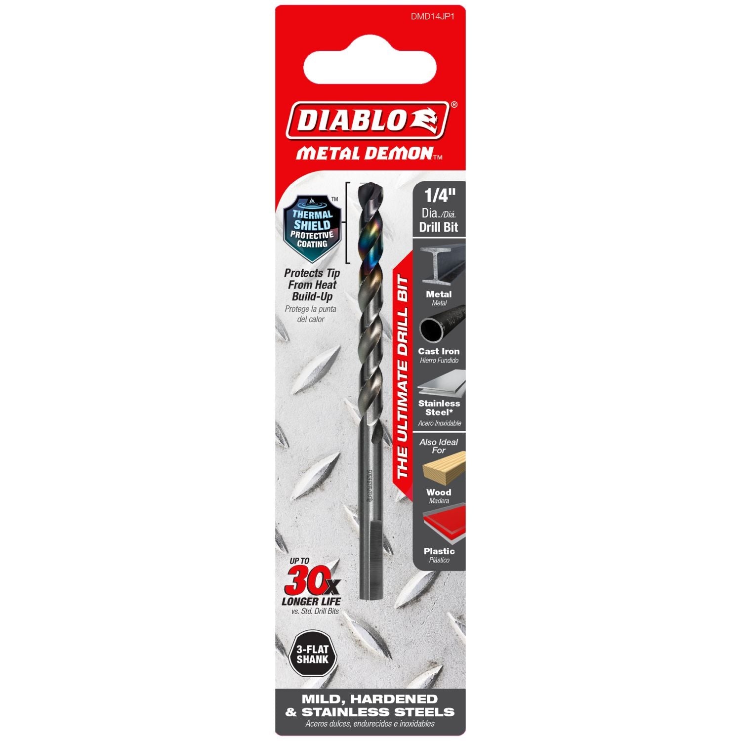 Diablo DMD14JP1 1/4-in. Metal Demon Drill Bit for Mild, Hardened and Stainless Steels
