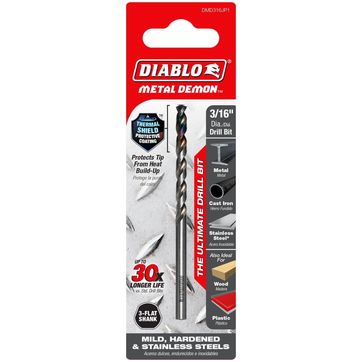 Diablo DMD316JP1 3/16-in. Metal Demon Drill Bit for Mild, Hardened and Stainless Steels