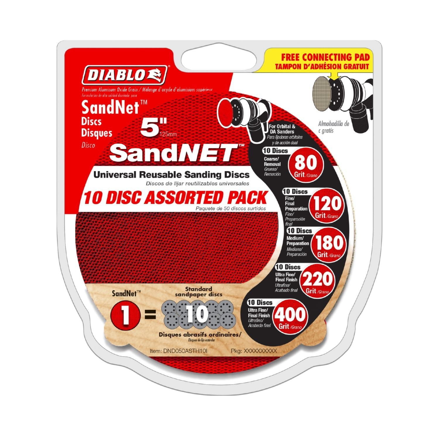 Diablo DND050ASTH10I 10-Piece 5 in. SandNET Disc Assorted Pack