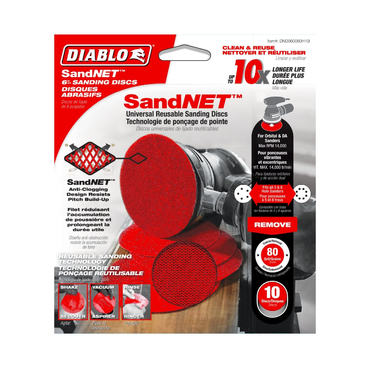 Diablo DND060080H10I 6 Inch 80 Grit SandNet Discs with Connection Pad , 10-Pack