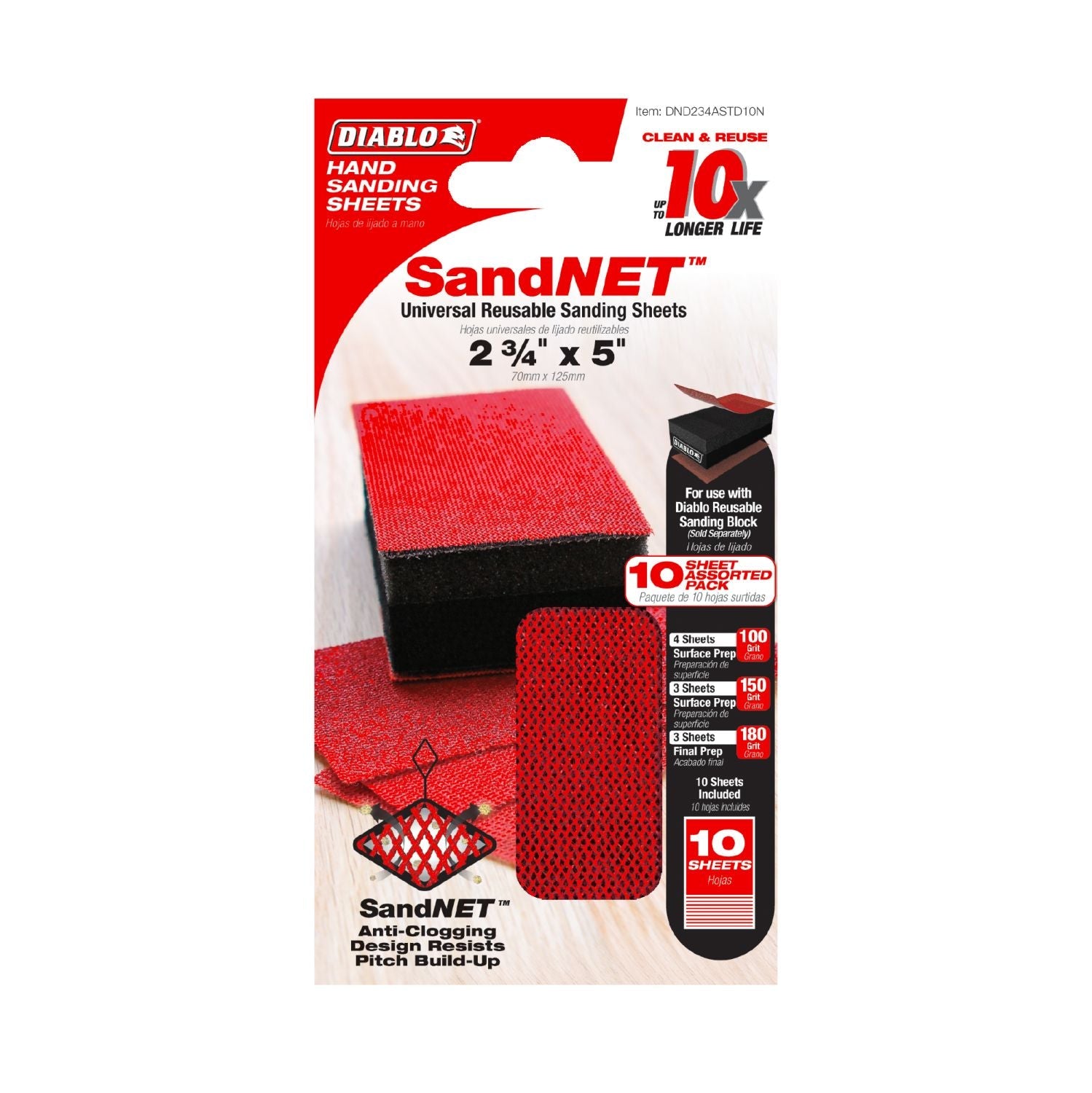 Diablo DND234ASTD10N 2-3/4 in. x 5 in. SandNET Reusable Sanding Sheet Drywall Pack