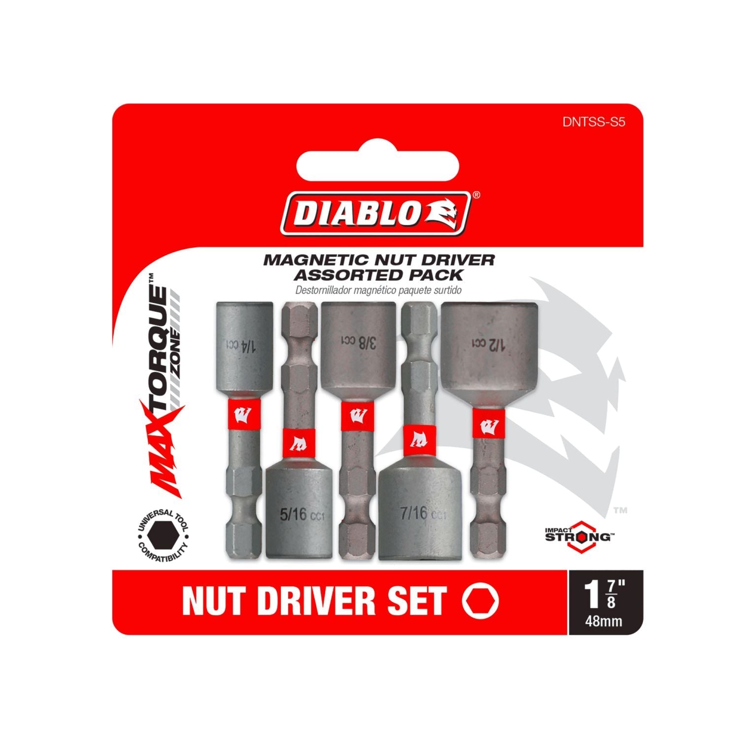 Diablo DNTSS-S5 1-7/8 Inch Magnetic Nut Setter Assorted Pack , 5-Piece