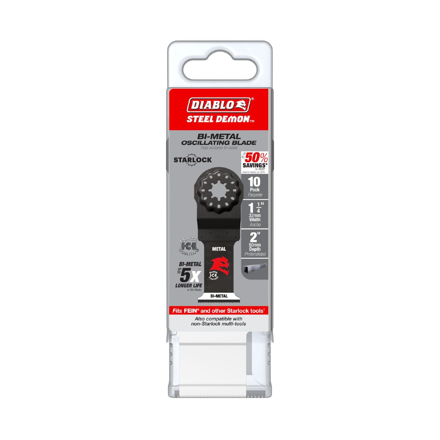 Diablo DOS125BF10 1-1/4 in. Starlock Bi-Metal Oscillating Blade for Metal (10-Pack)
