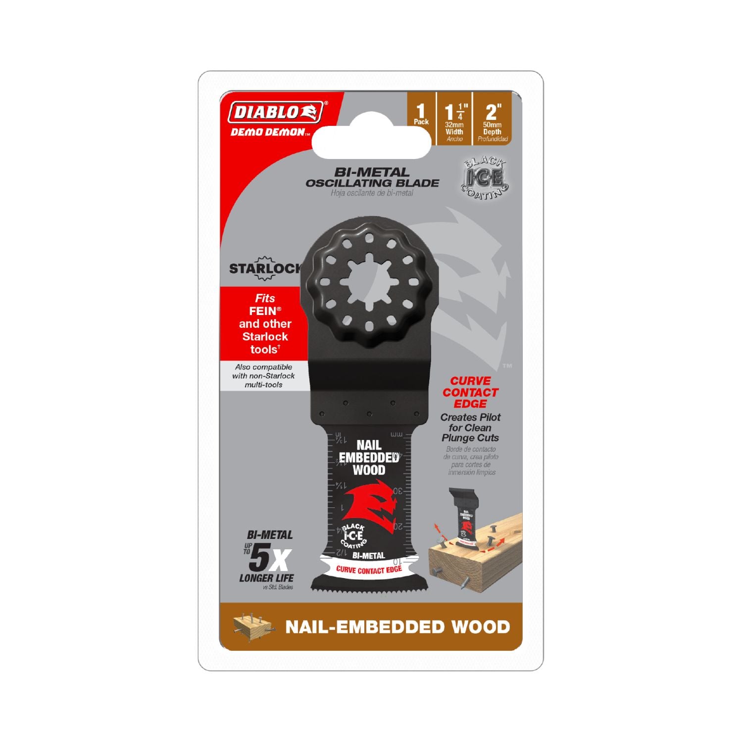 Diablo DOS125BW 1-1/4 in. Starlock Bi-Metal Oscillating Blade for Nail-Embedded Wood