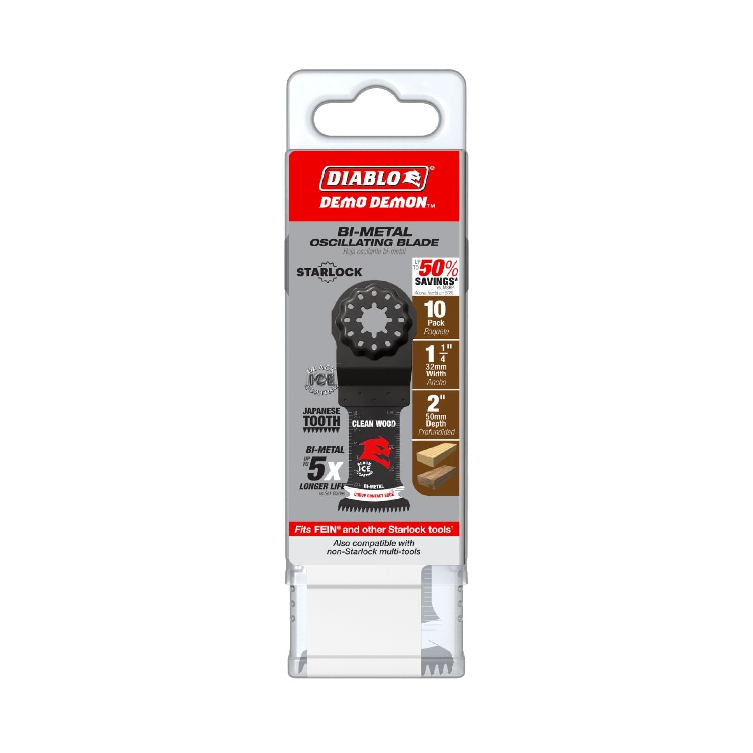 Diablo DOS125JBW10 1-1/4 in. Starlock Carbide Oscillating Blade for Clean Wood (10-Pack)