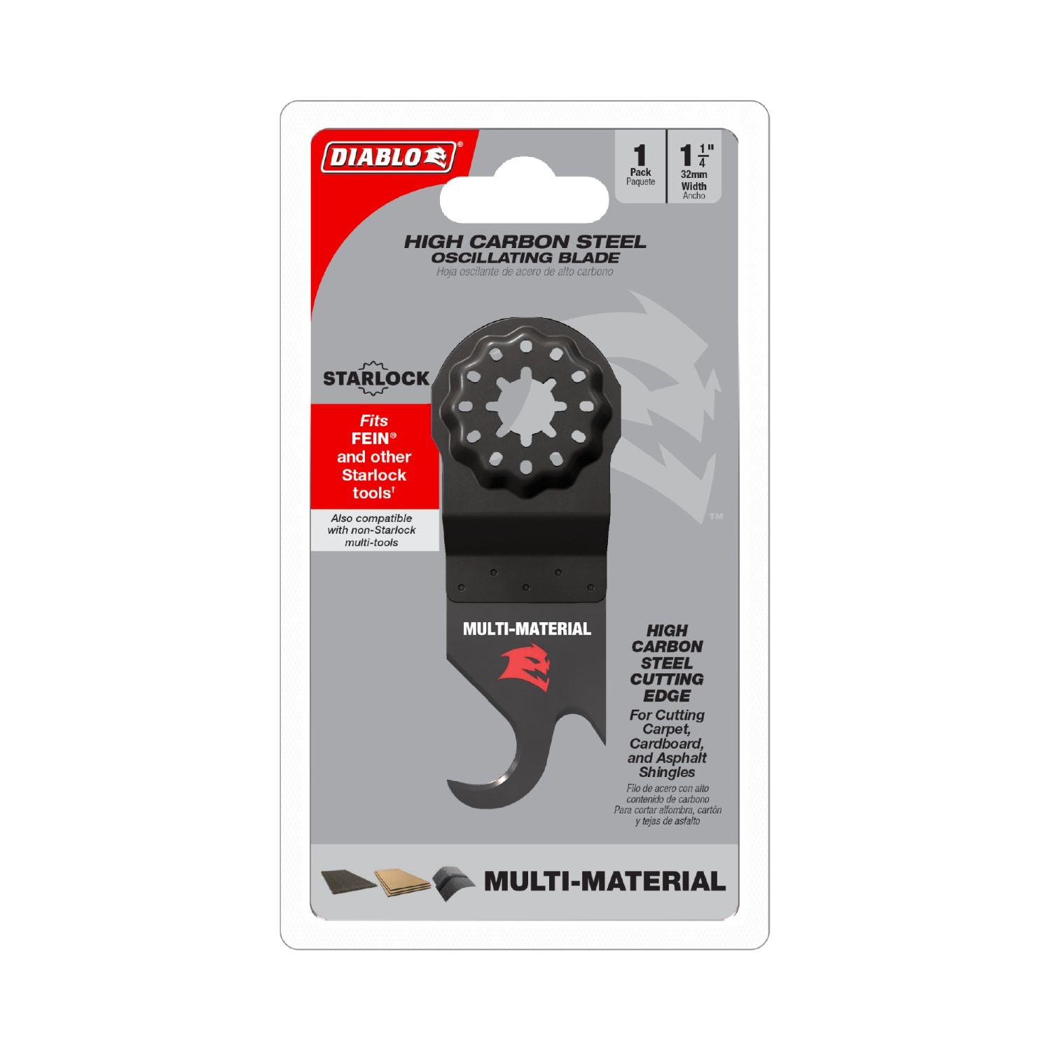 Diablo DOS125KNFE 1-1/4 in. Starlock High Carbon Steel Oscillating Hook Knife Blade for Multi-Materials