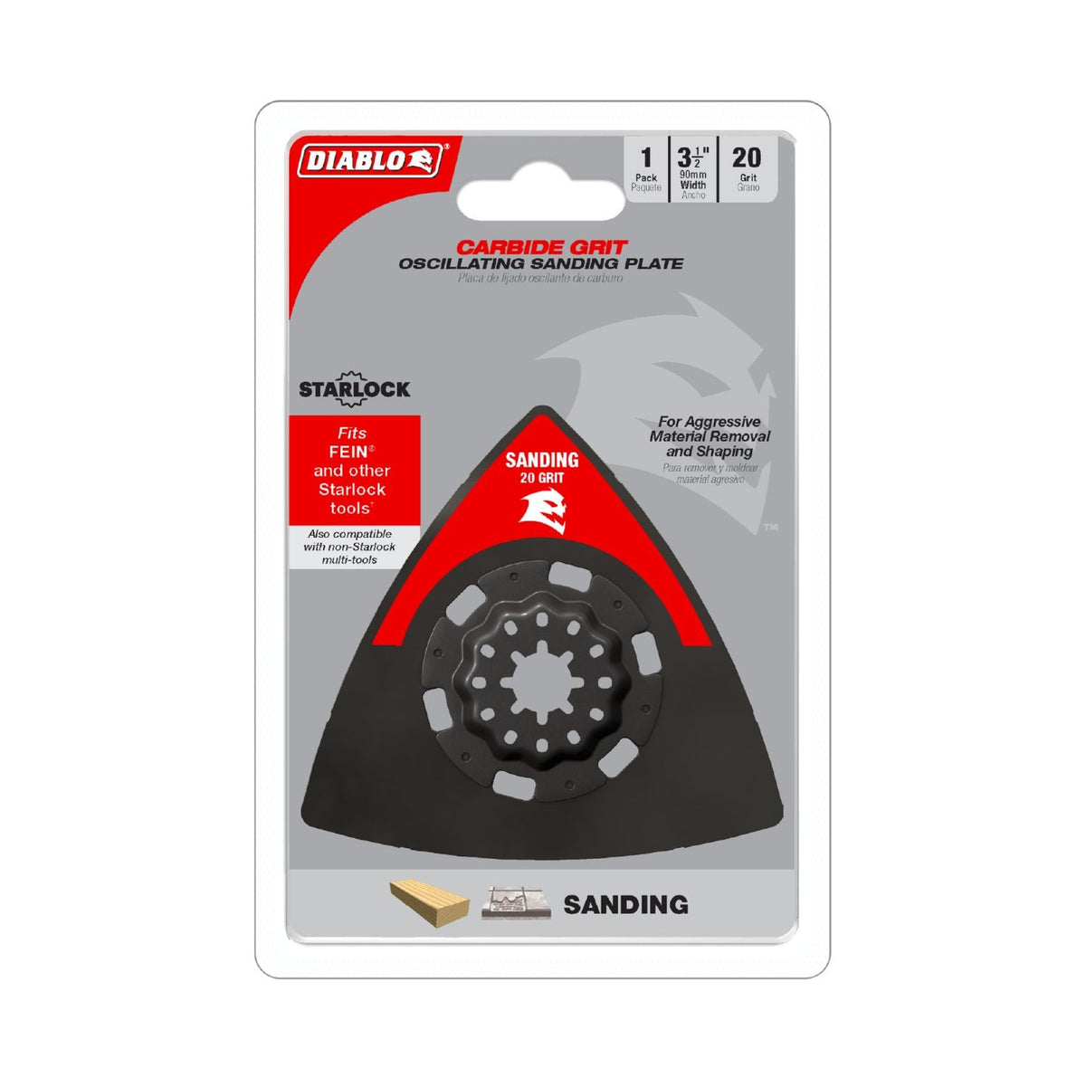 Diablo DOS20CGSP 3-1/2 in. 20-Grit Starlock Carbide Grit Oscillating Sanding Plate