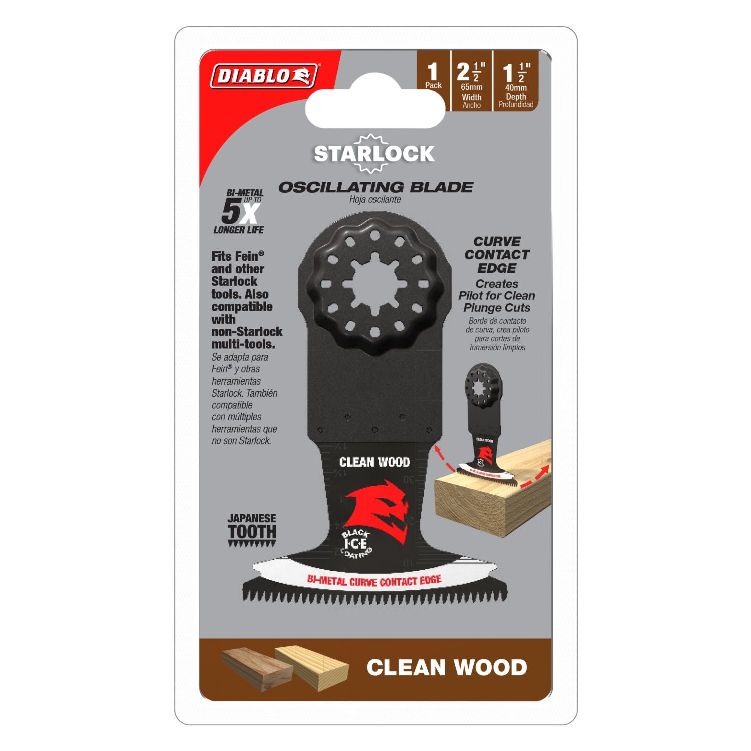 Diablo DOS250JBW 2-1/2 in. Starlock Bi-Metal Oscillating Blade for Clean Wood